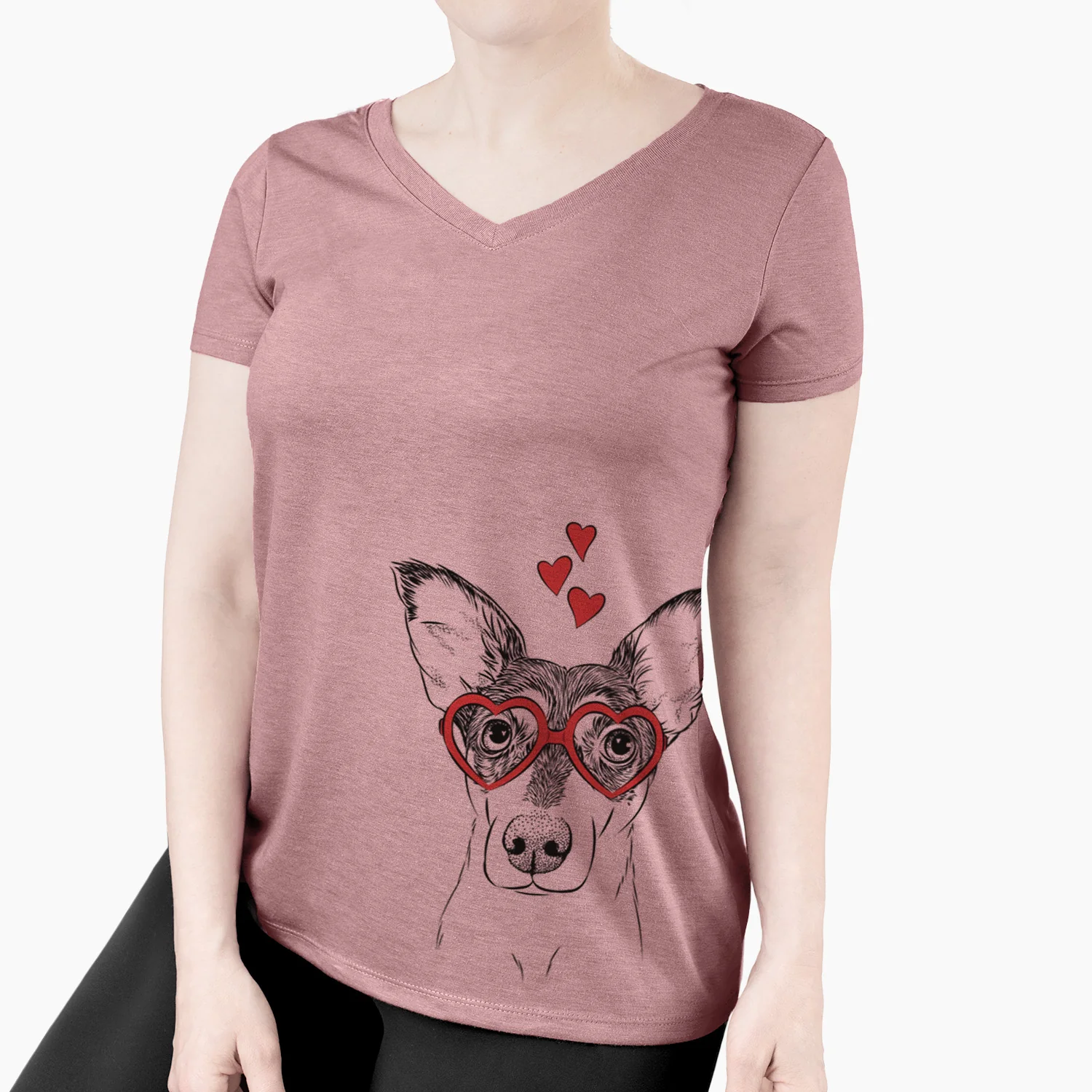 Valentine Chloe the Doxie Mix - Women's Perfect V-neck Shirt - Image 3