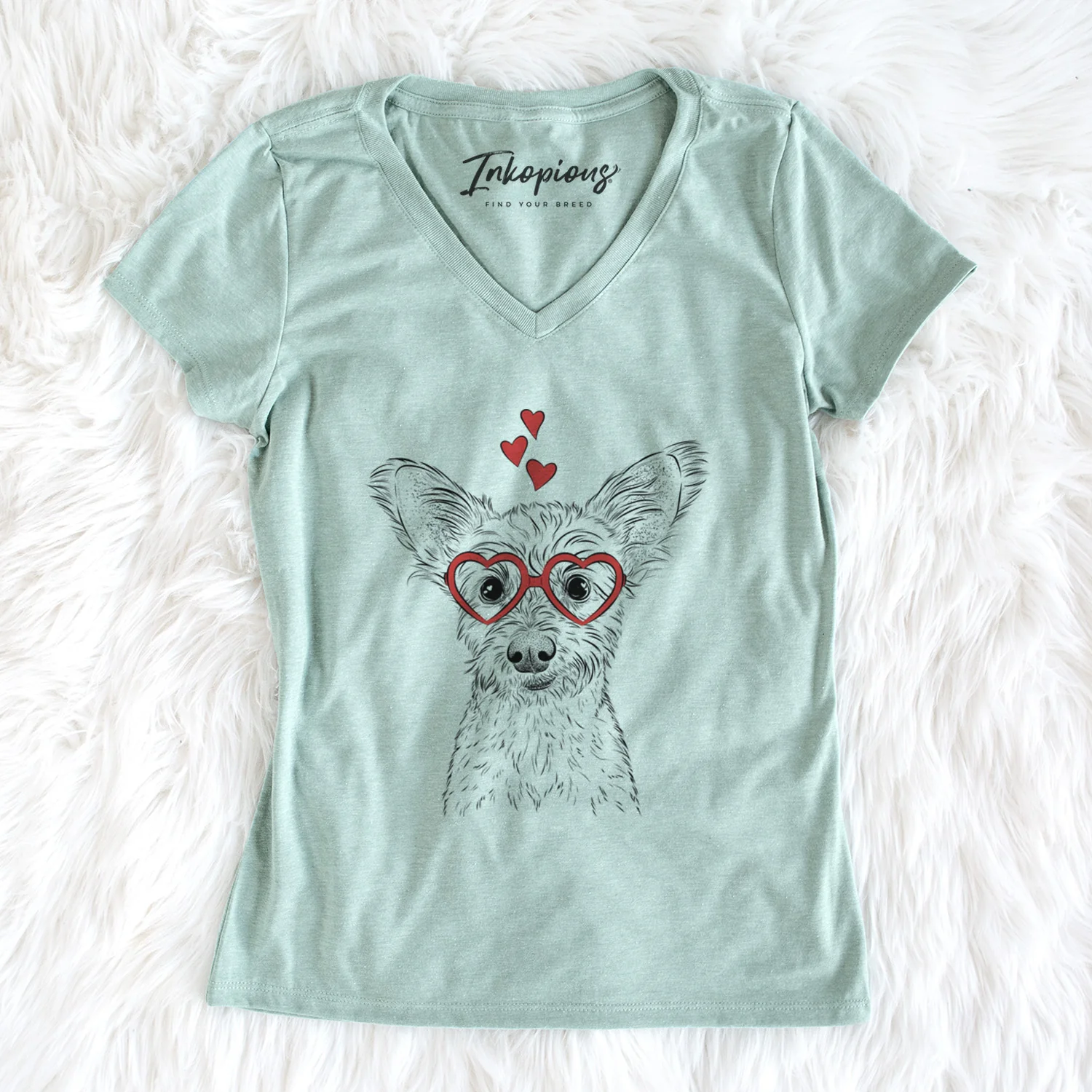 Valentine Heidi the Schnauzer Mix - Women's Perfect V-neck Shirt - Image 5
