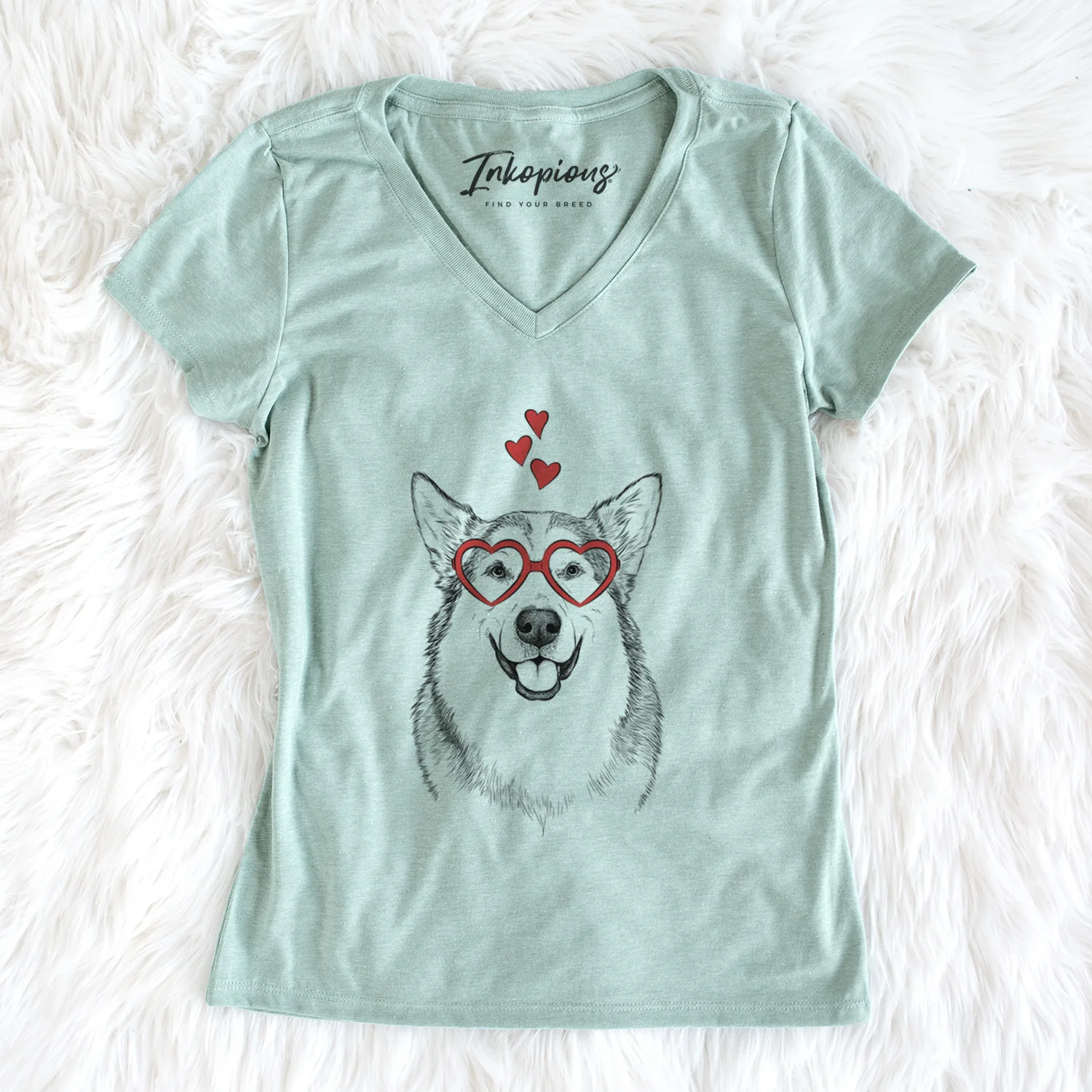 Valentine Vader the Alaskan Malamute - Women's Perfect V-neck Shirt - Image 5