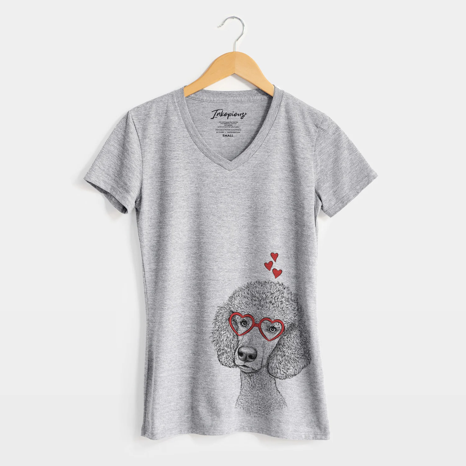 Valentine Yuki the Poodle - Women's Perfect V-neck Shirt - Image 4