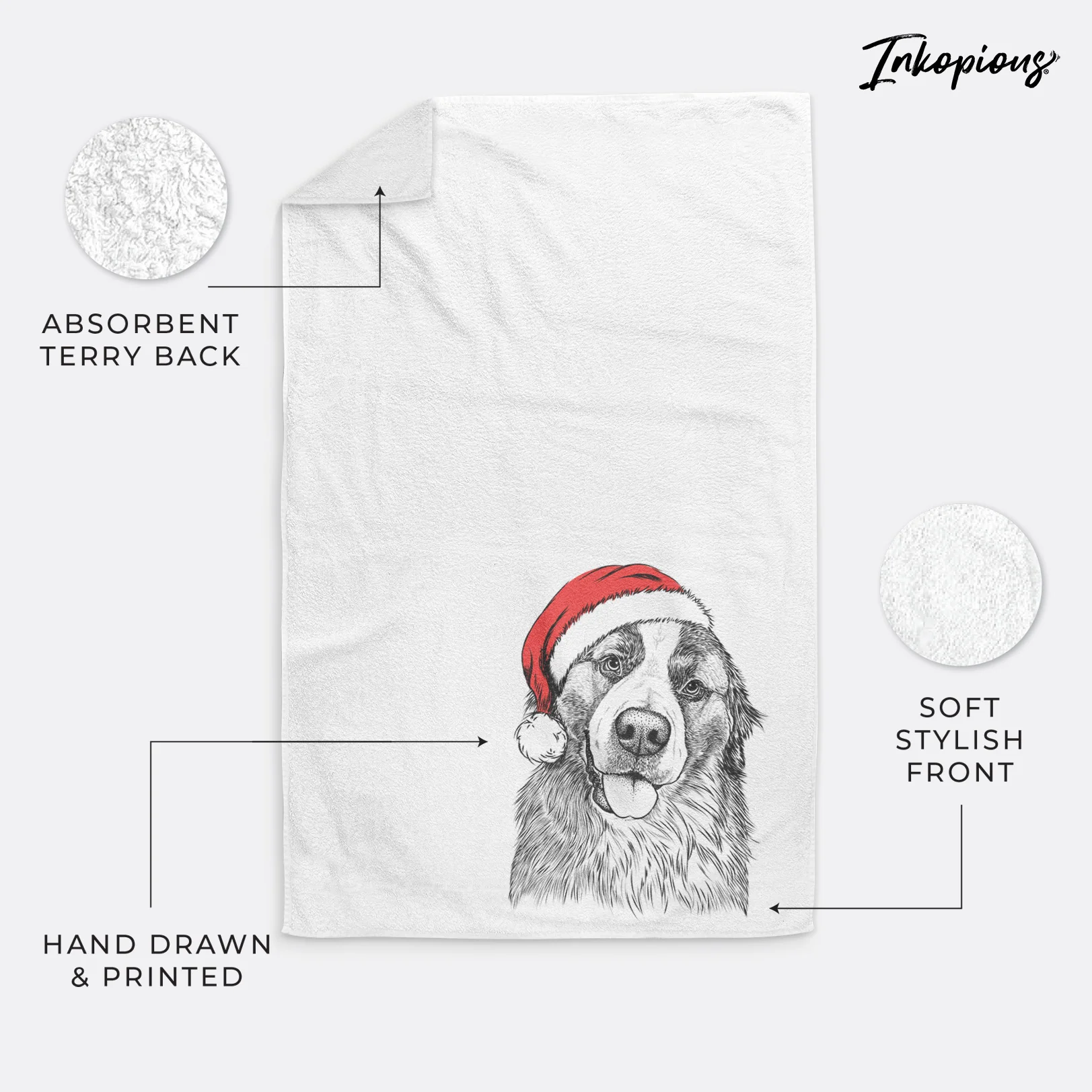 Walter the Bernese Mountain Dog Mix Decorative Hand Towel - Image 4