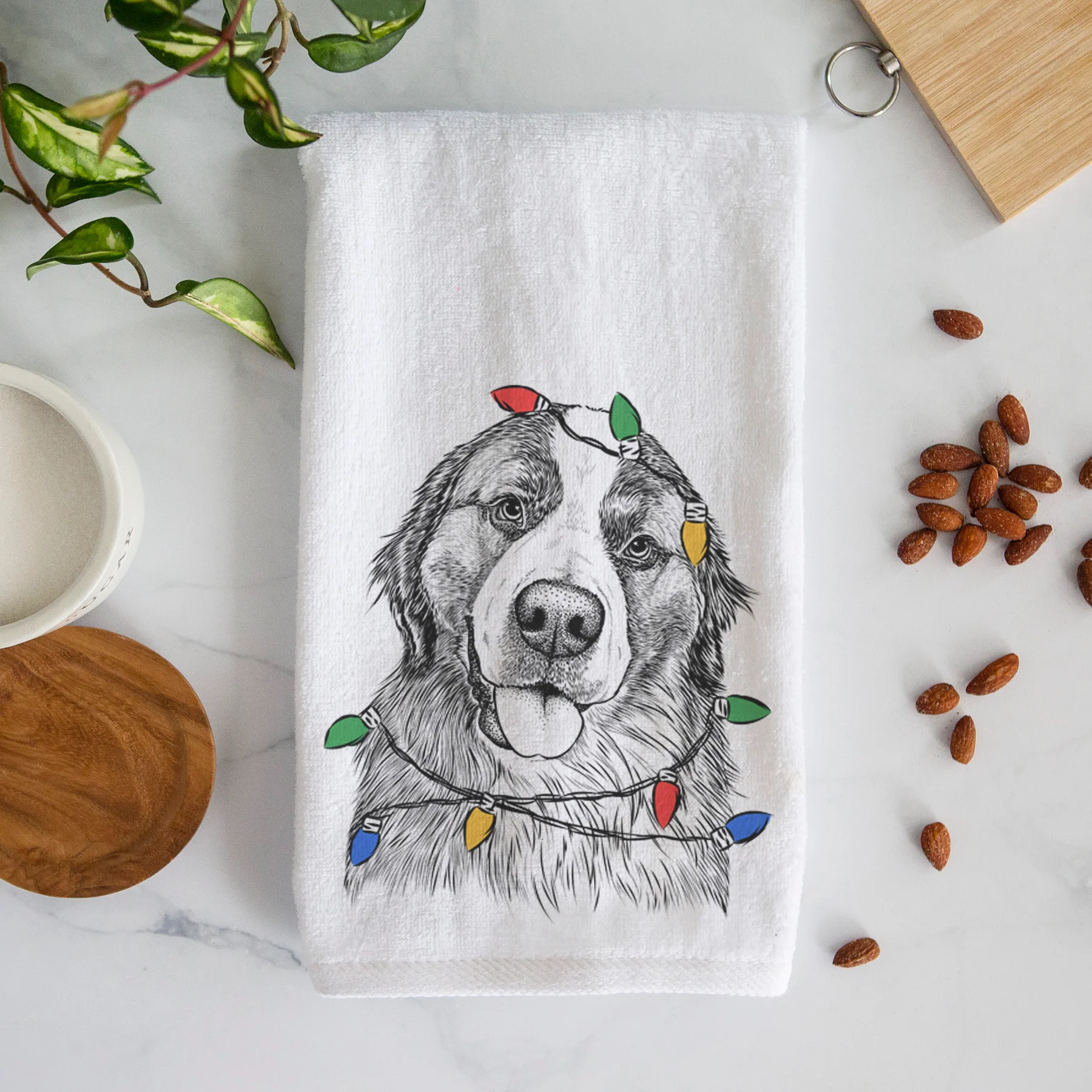 Walter the Bernese Mountain Dog Mix Decorative Hand Towel - Image 5