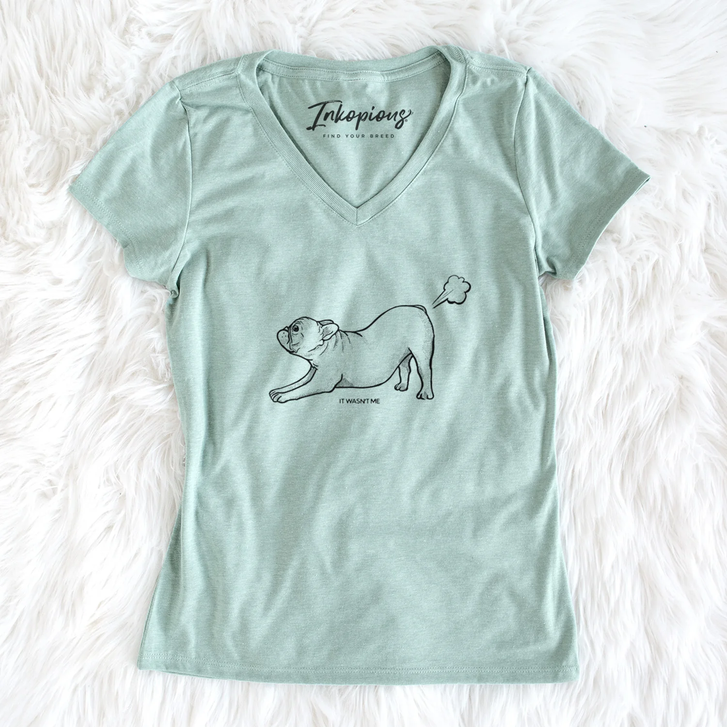 It Wasn't Me — French Bulldog - Women's Perfect V-neck Shirt - Image 2