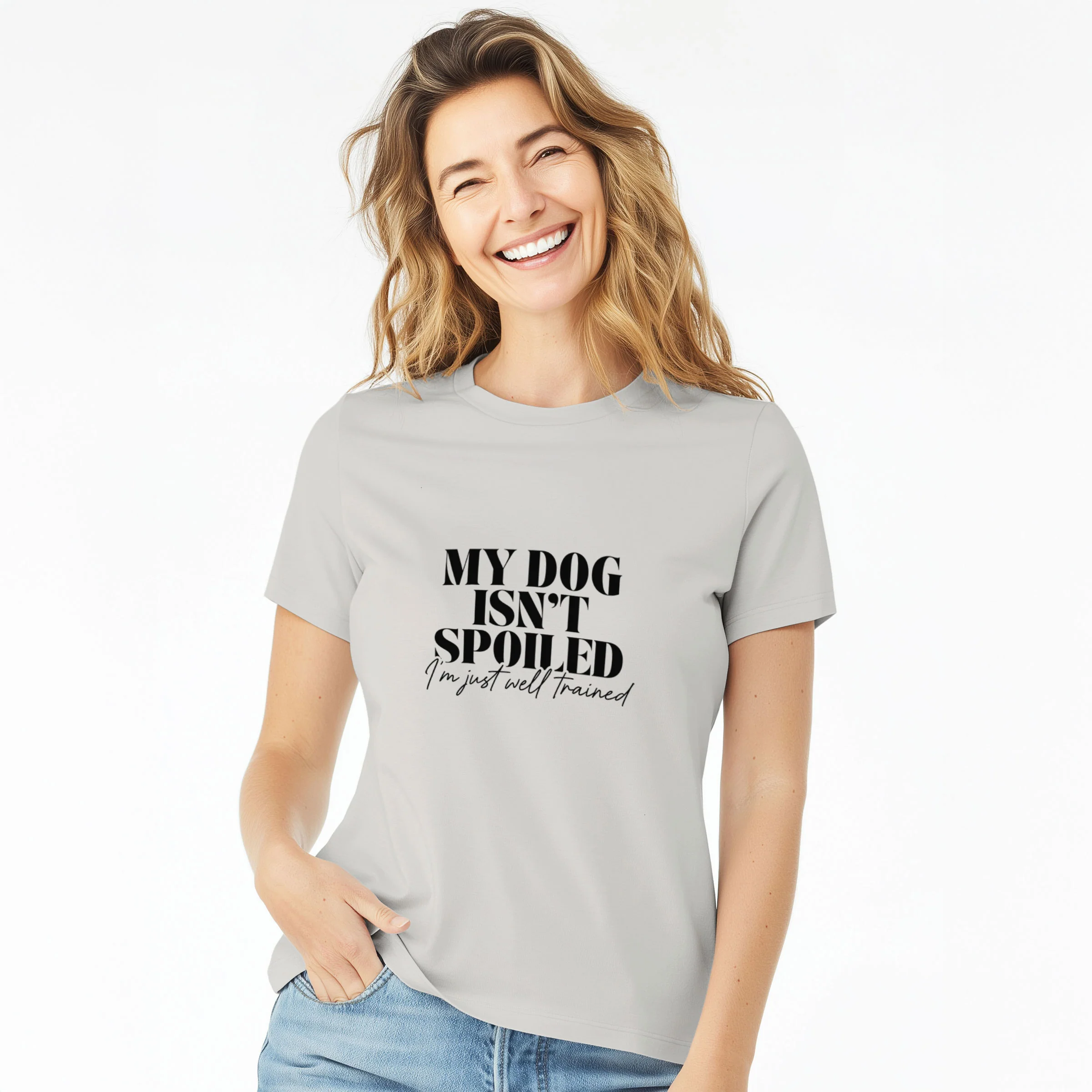 My Dog Isn't Spoiled I'm Just Well Trained - Women's Lightweight Relaxed Fit 100% Cotton Crewneck - Image 3