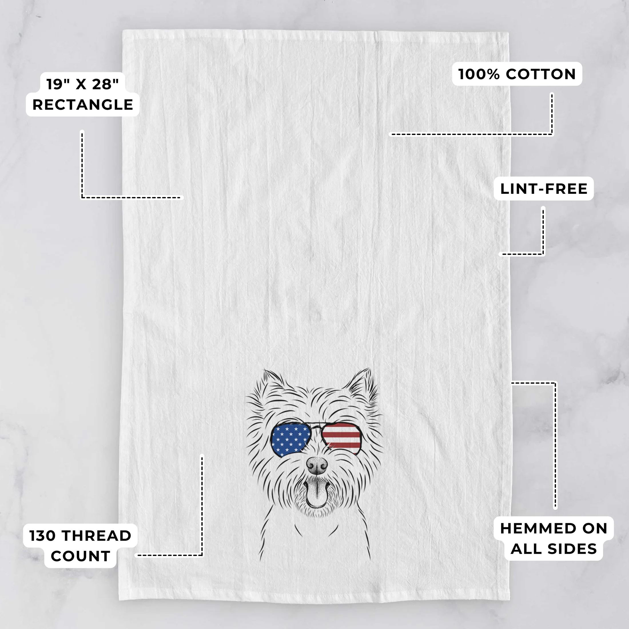 Welma the West Highland Terrier Tea Towel - Image 3