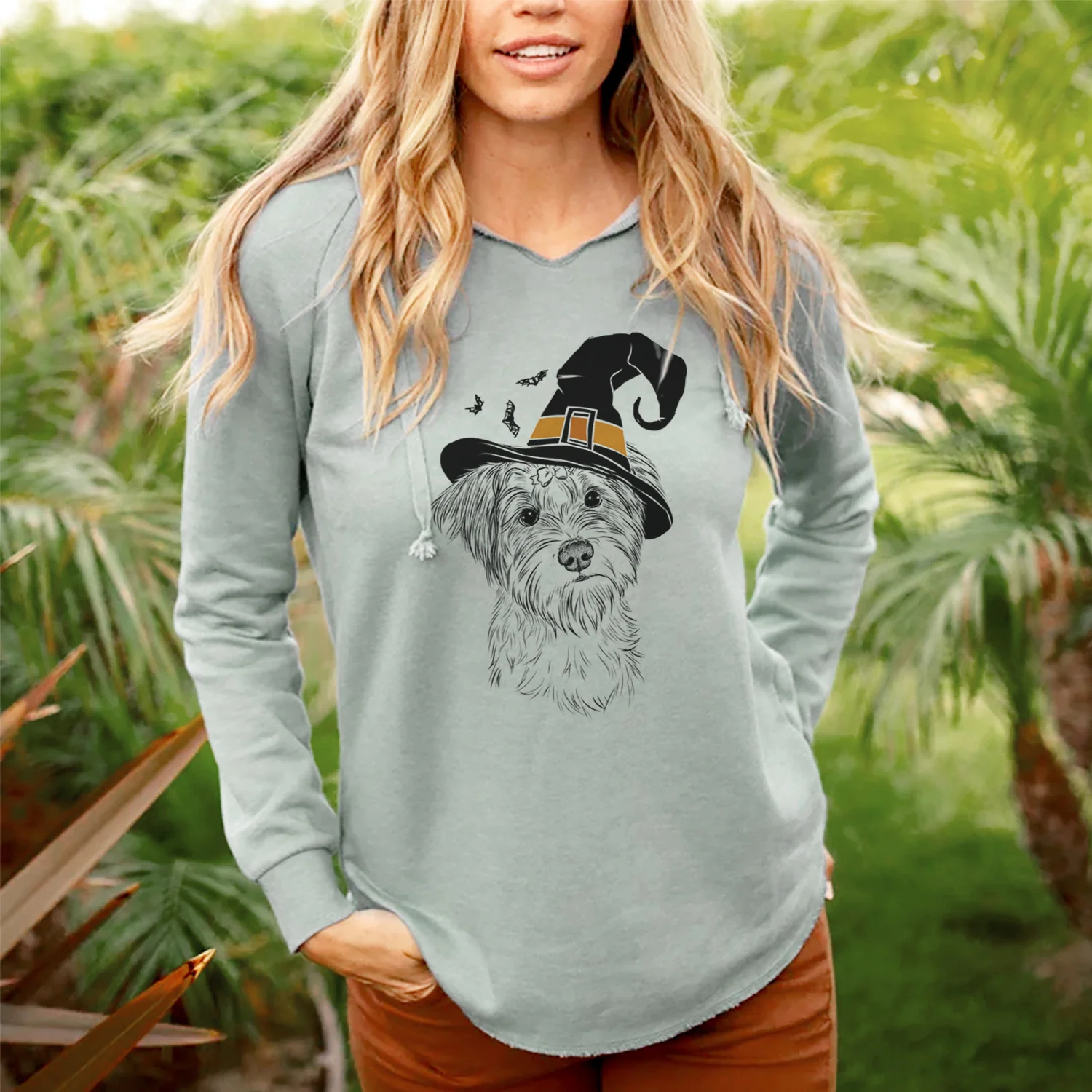 Witch Birdee the Schnauzer Mix - Cali Wave Hooded Sweatshirt - Image 3