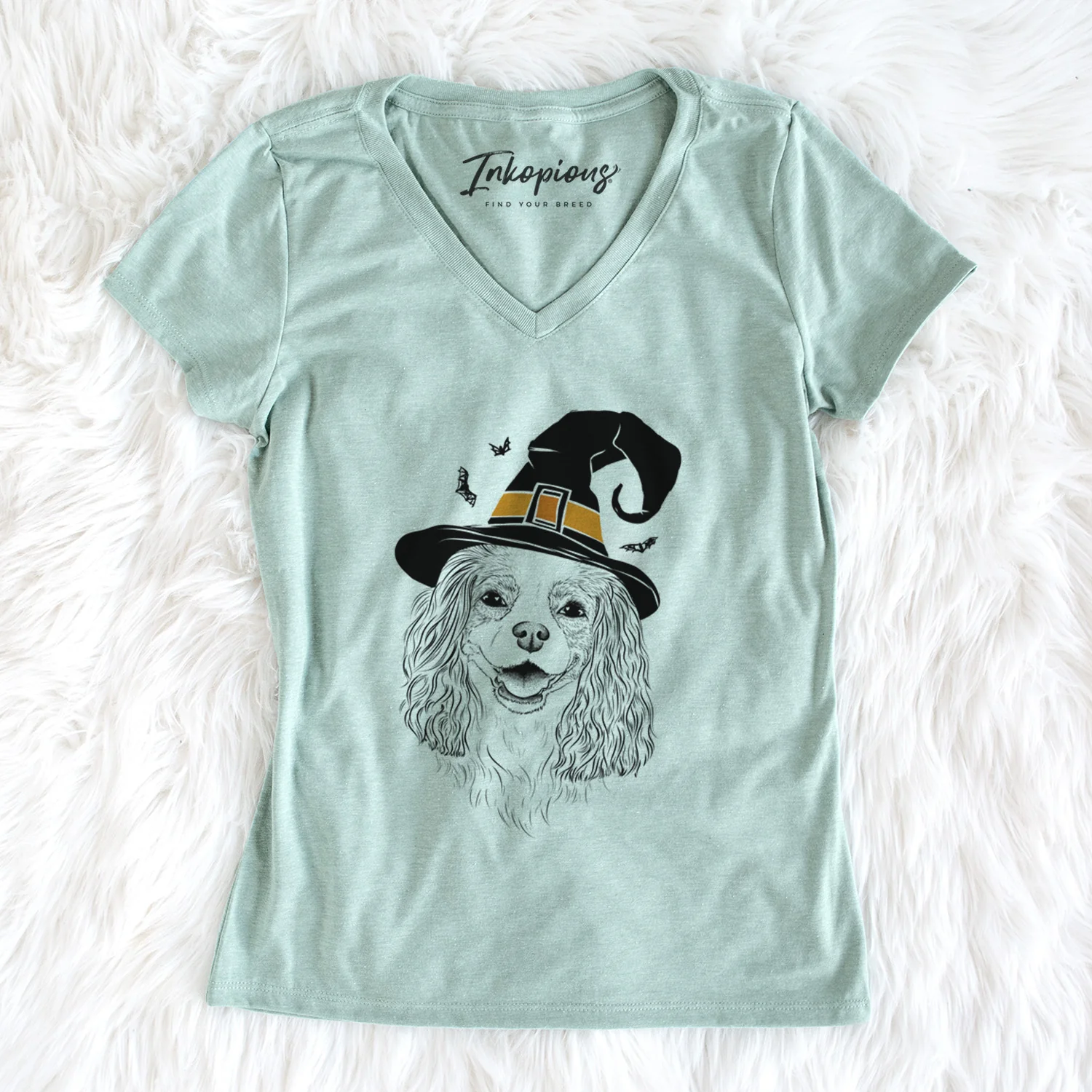 Witch Halley Comet the Cavalier King Charles Spaniel - Women's Perfect V-neck Shirt - Image 5