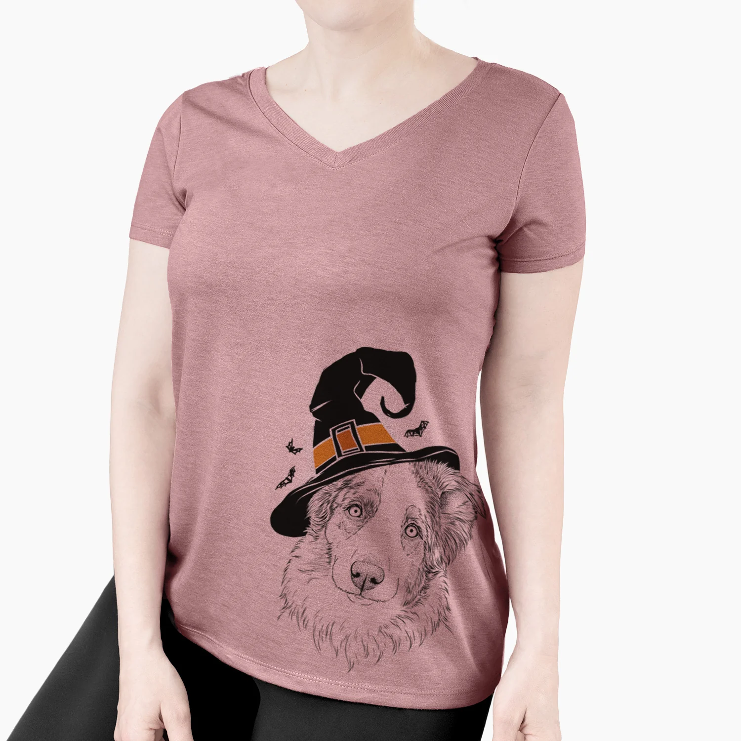 Witch HoneyBee the Miniature Australian Shepherd - Women's Perfect V-neck Shirt - Image 3