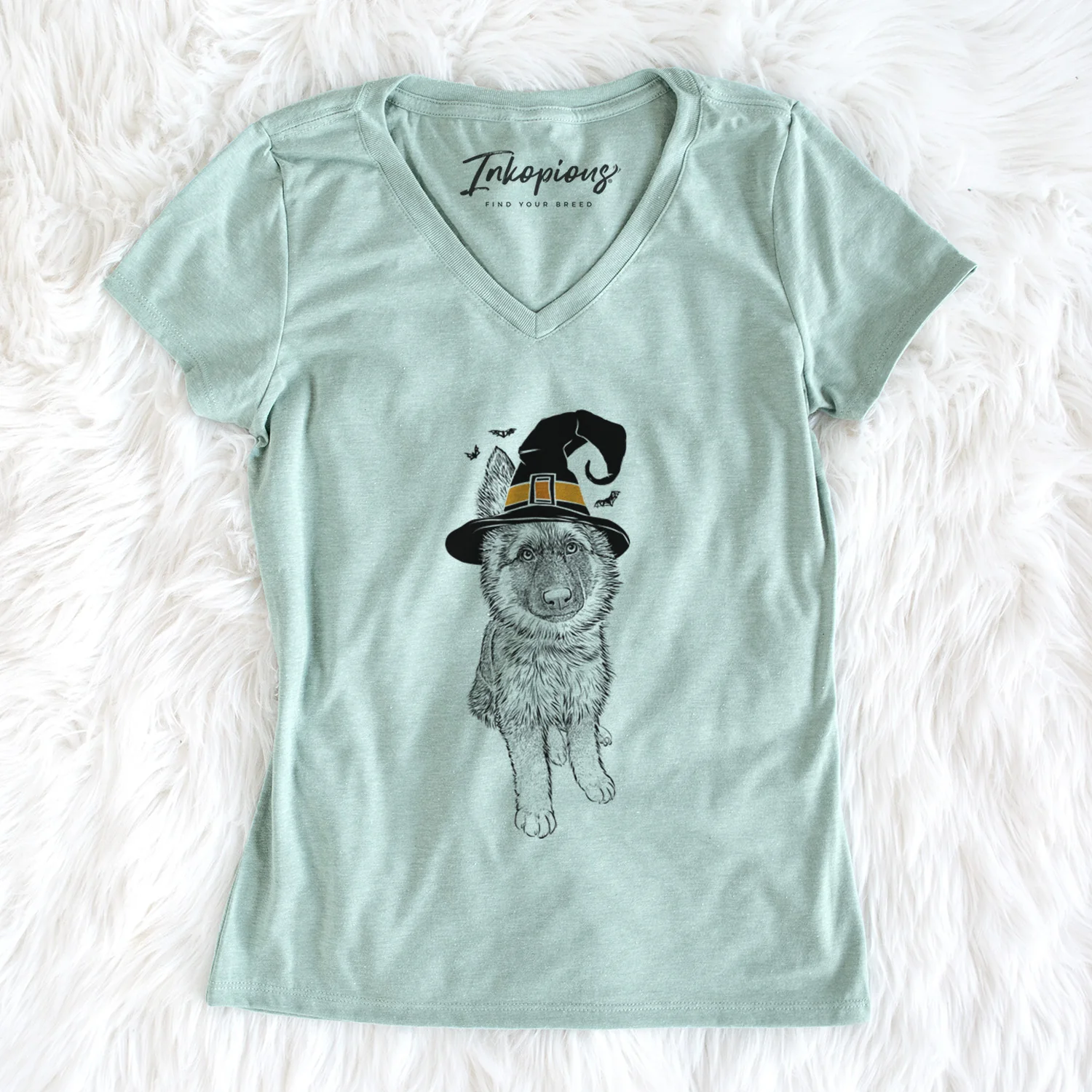 Witch Kuyo the German Shepherd - Women's Perfect V-neck Shirt - Image 5