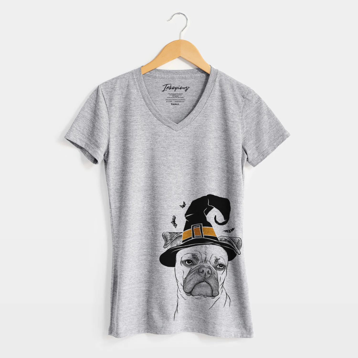 Witch Mack the Bugg (Boston Terrier/Pug) - Women's Perfect V-neck Shirt - Image 4