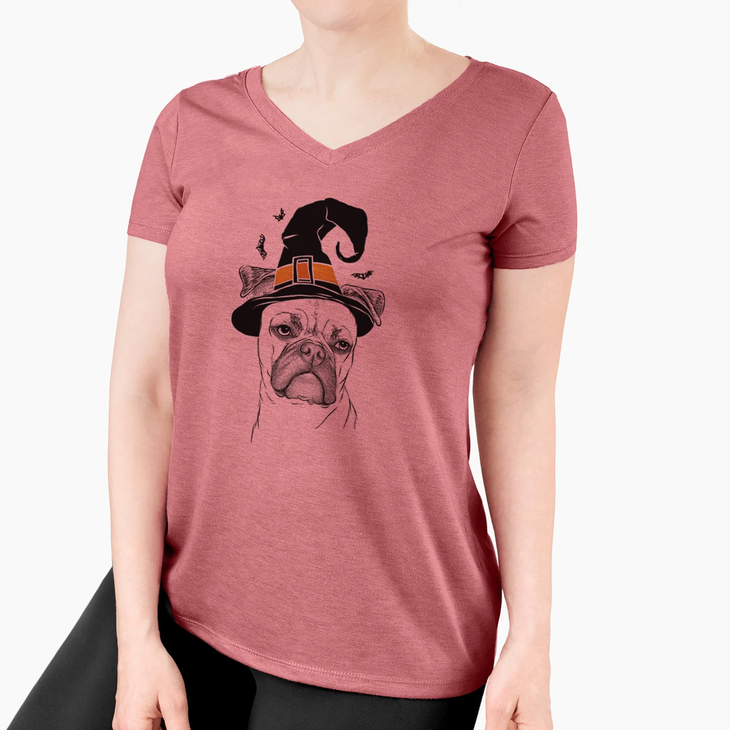 Witch Mack the Bugg (Boston Terrier/Pug) - Women's Perfect V-neck Shirt - Image 7