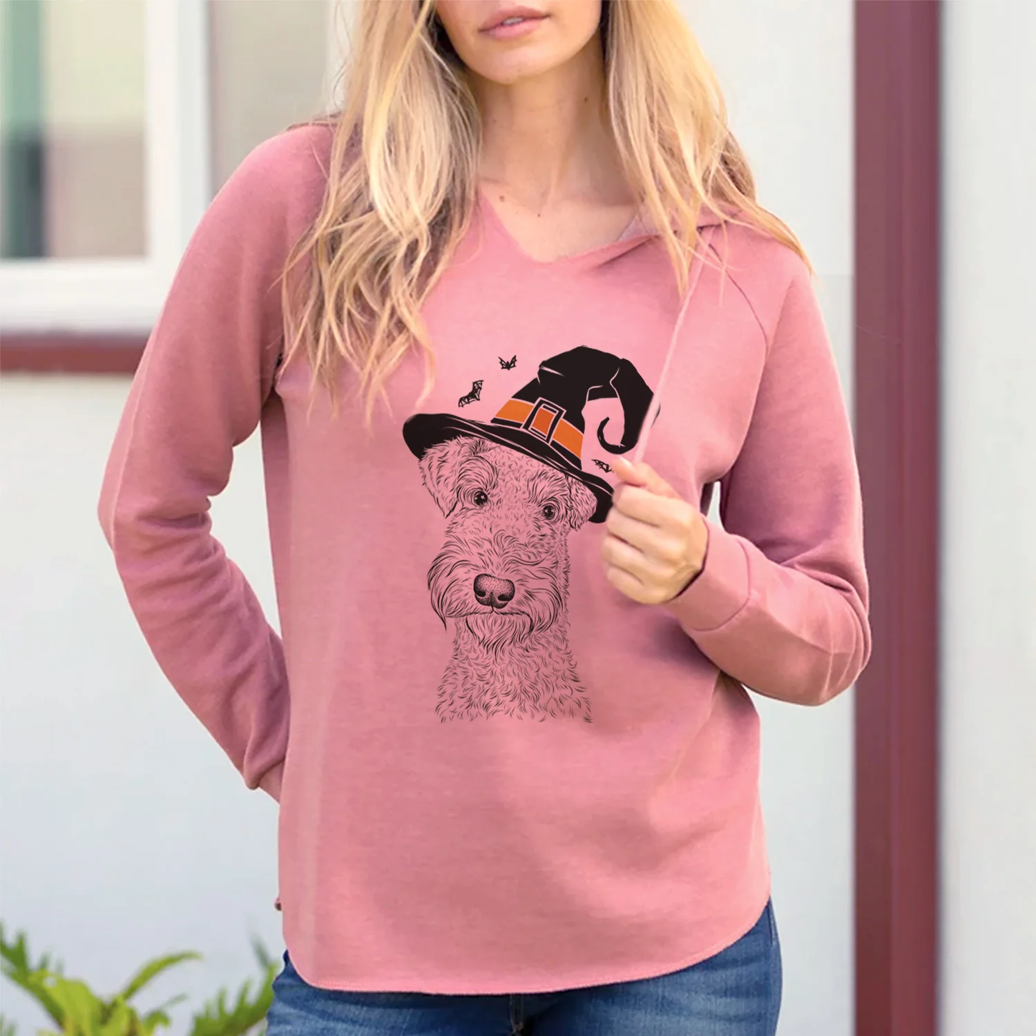 Witch Roc Haven Maggie May the Airedale Terrier - Cali Wave Hooded Sweatshirt - Image 2