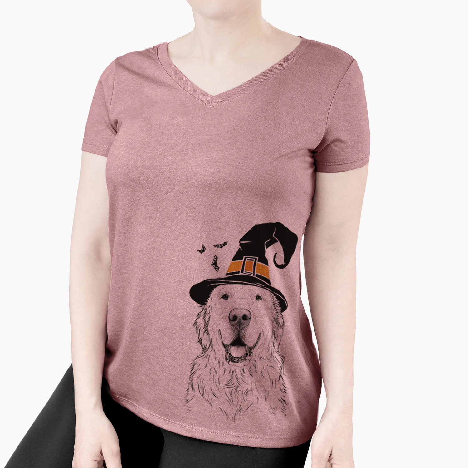Witch Maximus the Golden Retriever - Women's Perfect V-neck Shirt - Image 3