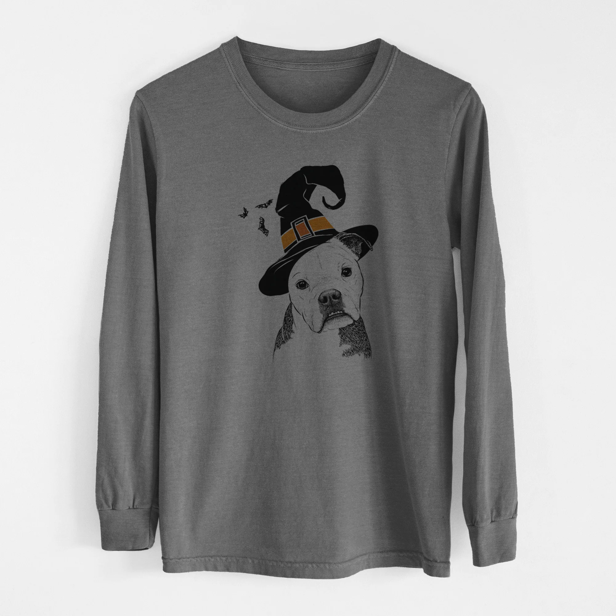 Witch Aggy the Olde English Bulldogge - Men's Heavyweight 100% Cotton Long Sleeve - Image 14