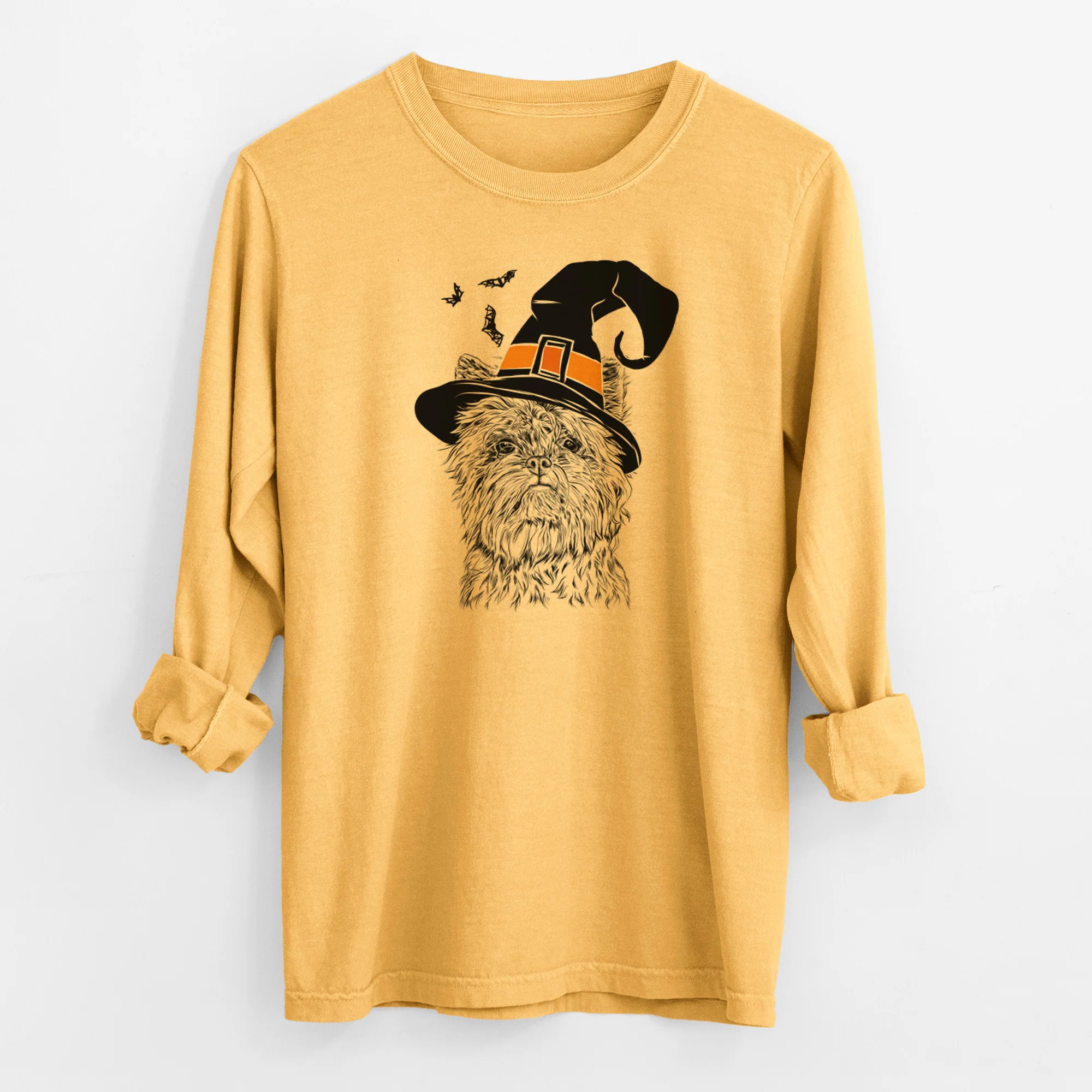 Witch Alvin the Affenpinscher - Men's Heavyweight 100% Cotton Long Sleeve - Image 3
