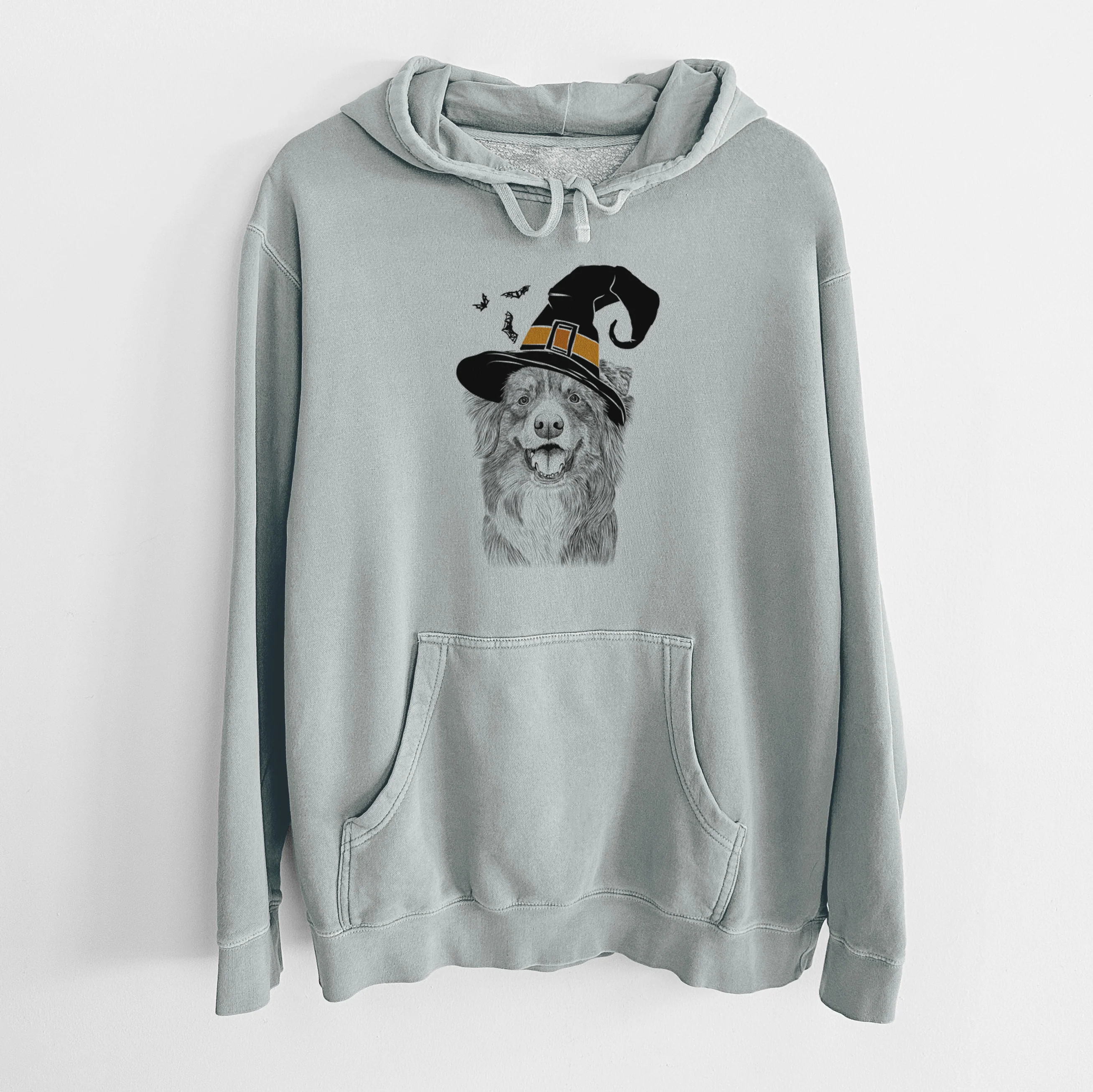 Witch Aussie Parker the Australian Shepherd - Unisex Pigment Dyed Hoodie - Image 6