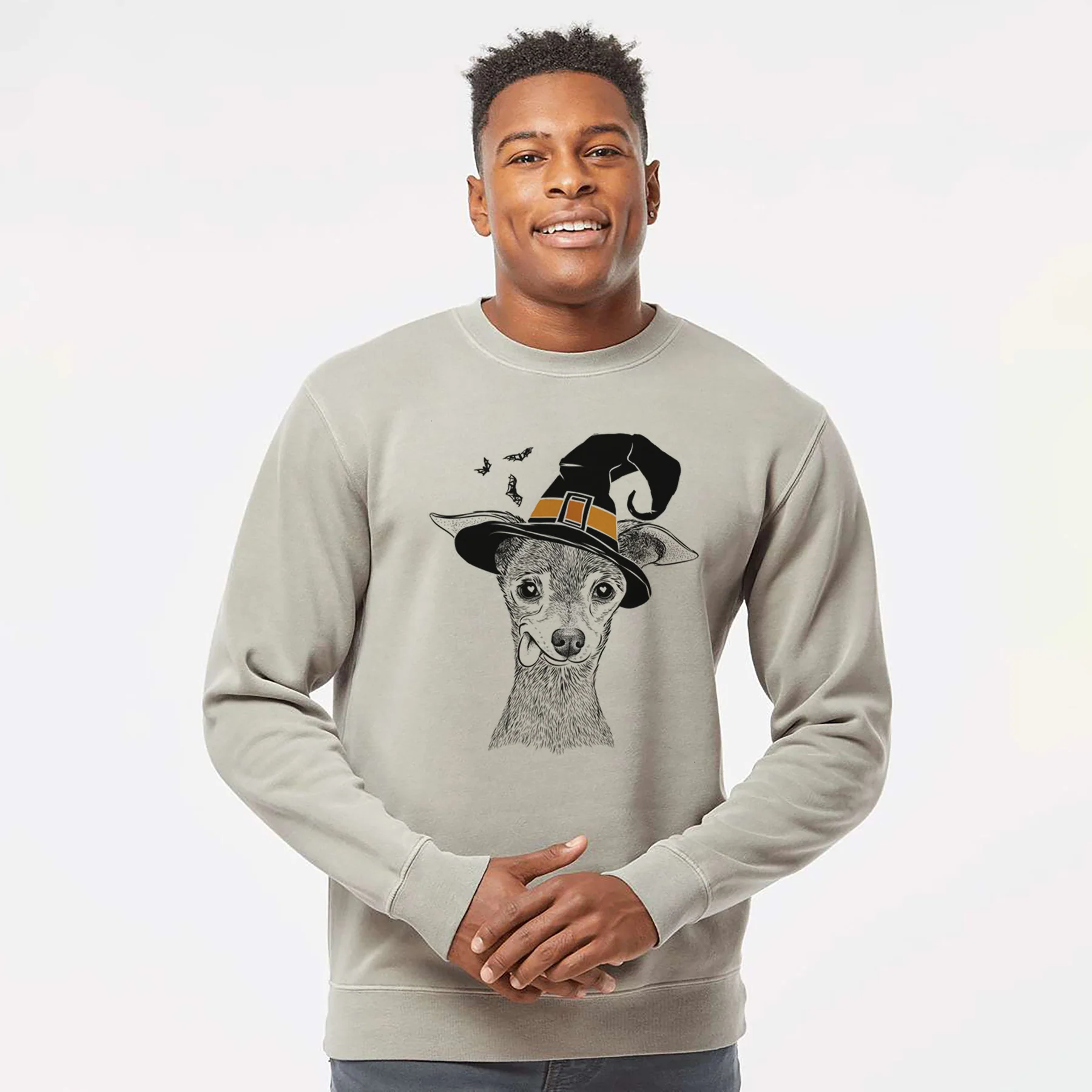 Witch Bebe the Chihuahua - Unisex Pigment Dyed Crew Sweatshirt - Image 3