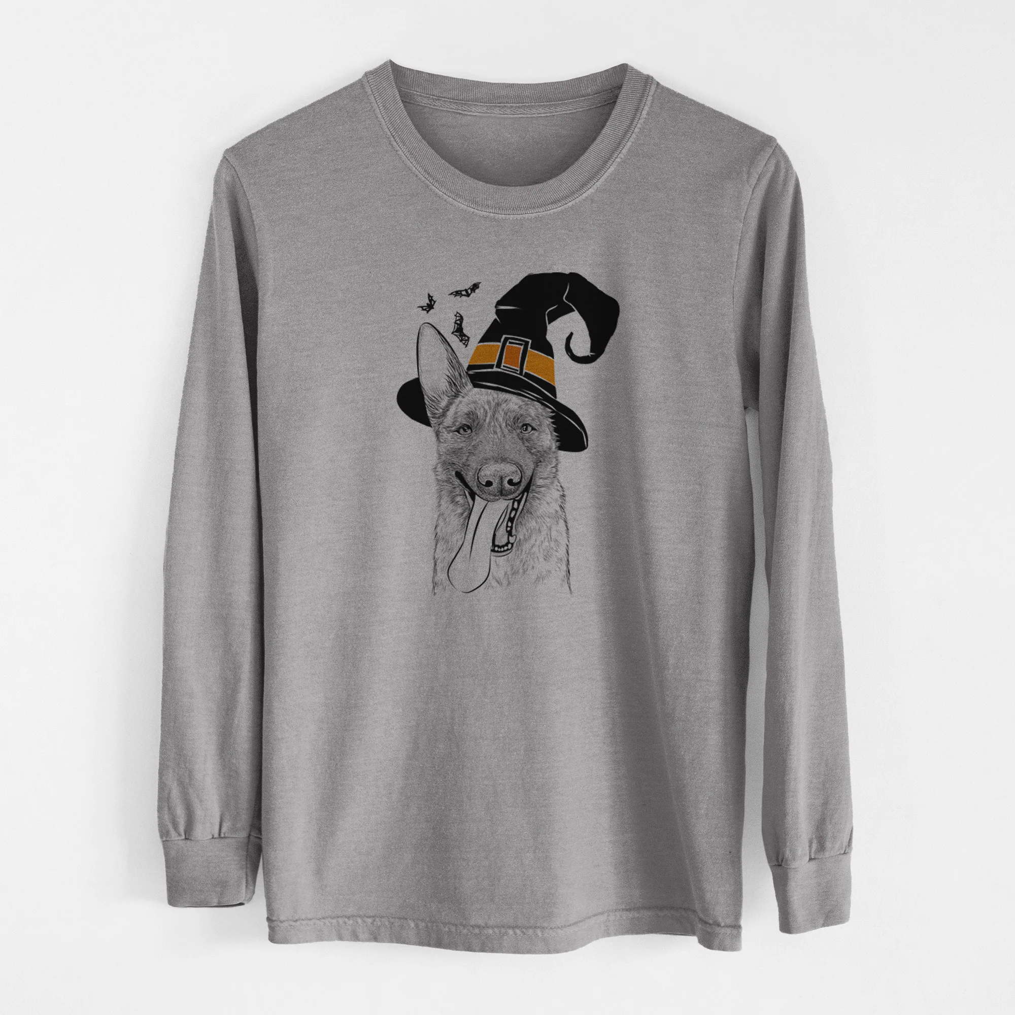 Witch Bessa the Dutch Shepherd - Men's Heavyweight 100% Cotton Long Sleeve - Image 7