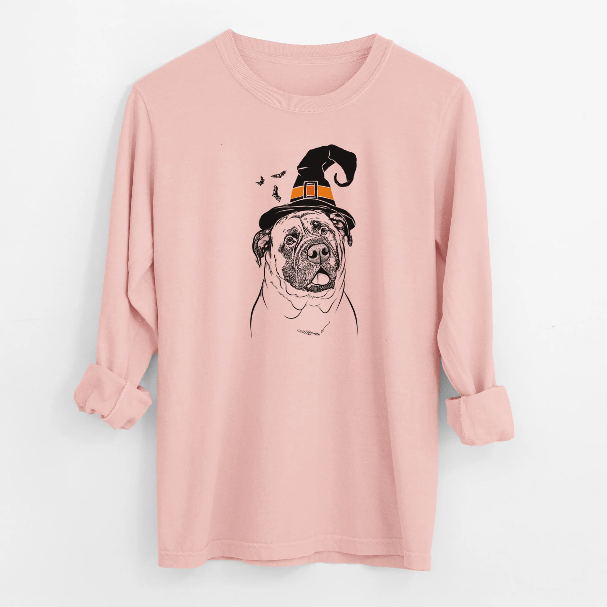 Witch Big P the English Mastiff - Men's Heavyweight 100% Cotton Long Sleeve - Image 12
