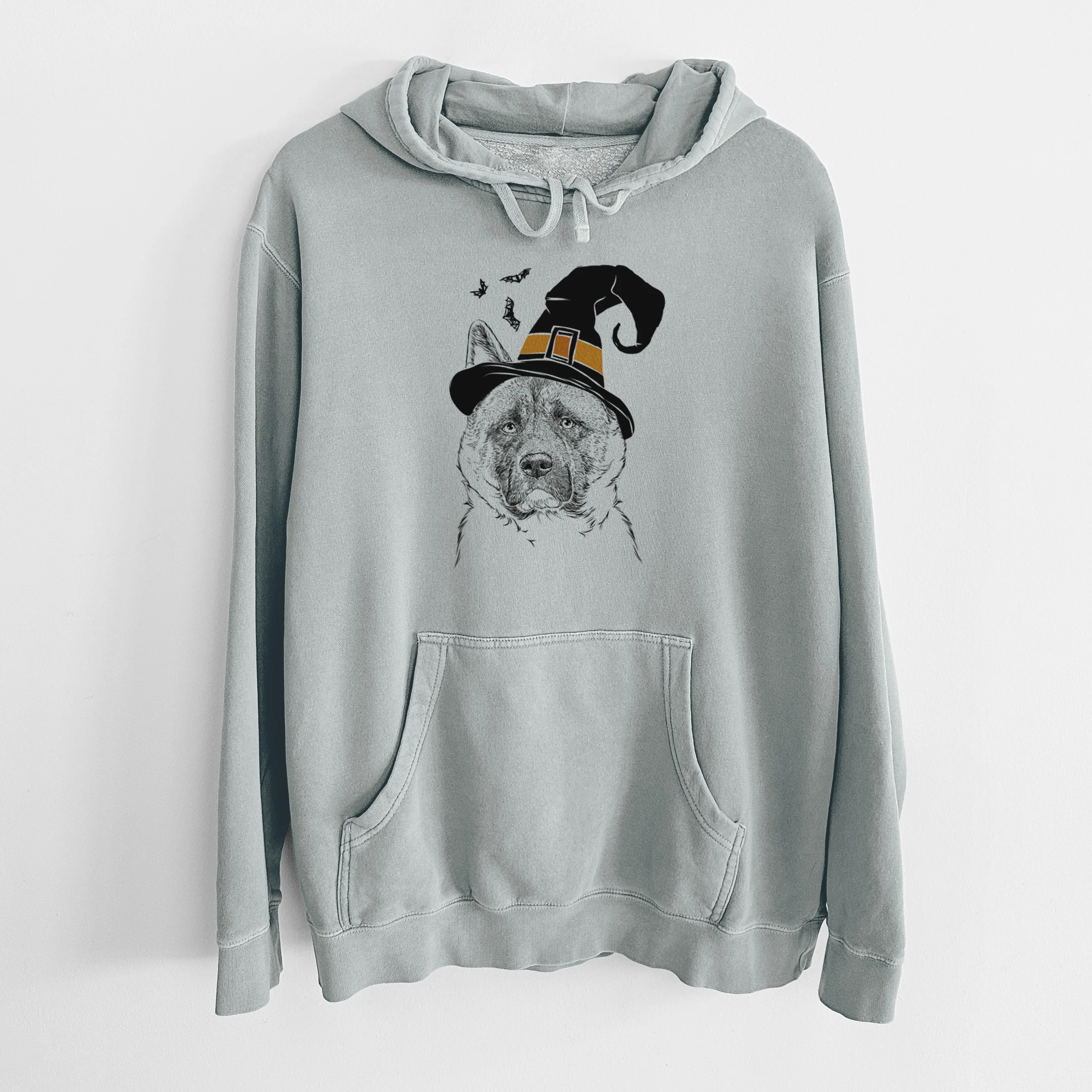 Witch Bo the American Akita - Unisex Pigment Dyed Hoodie - Image 6