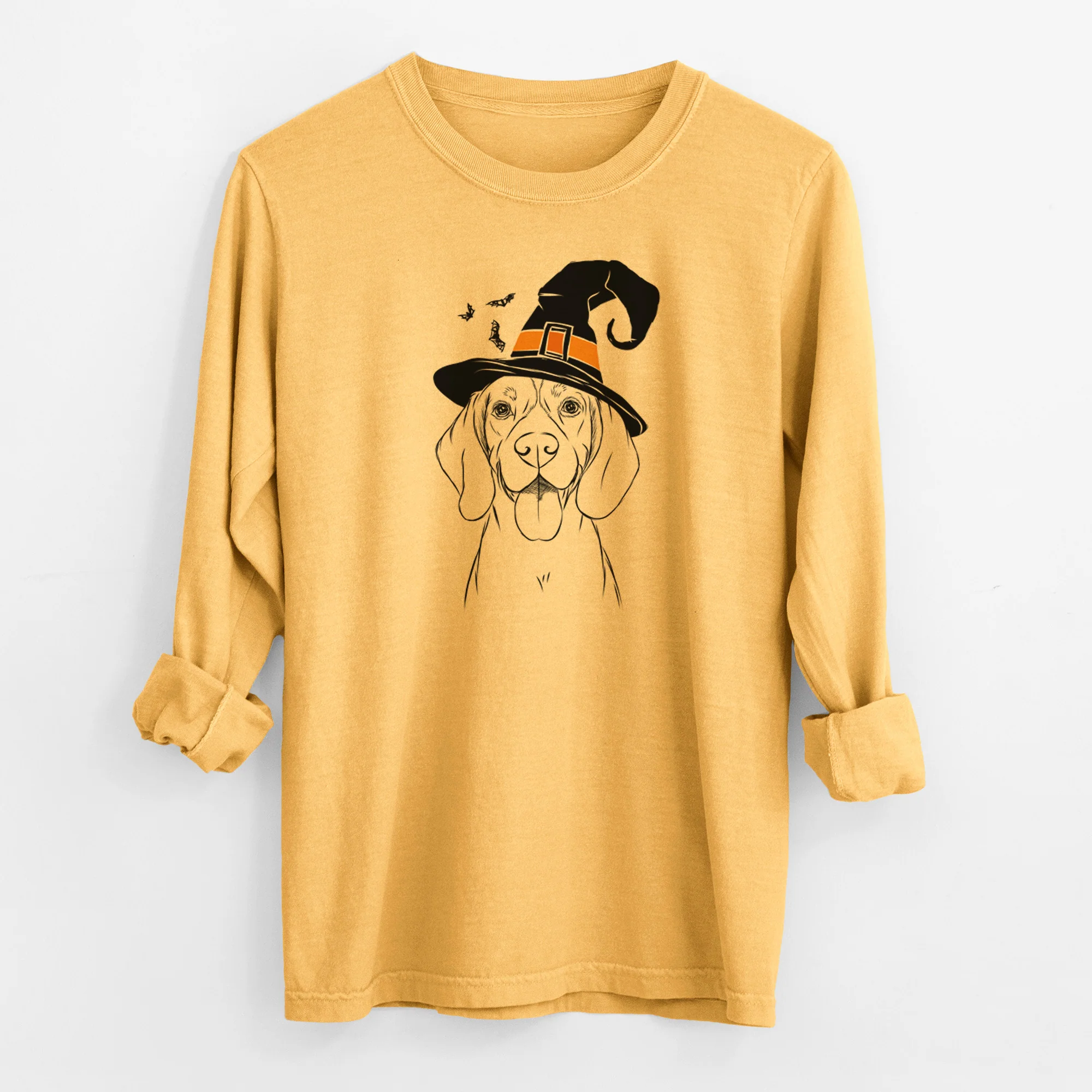Witch Bogie the Beagle - Men's Heavyweight 100% Cotton Long Sleeve - Image 3
