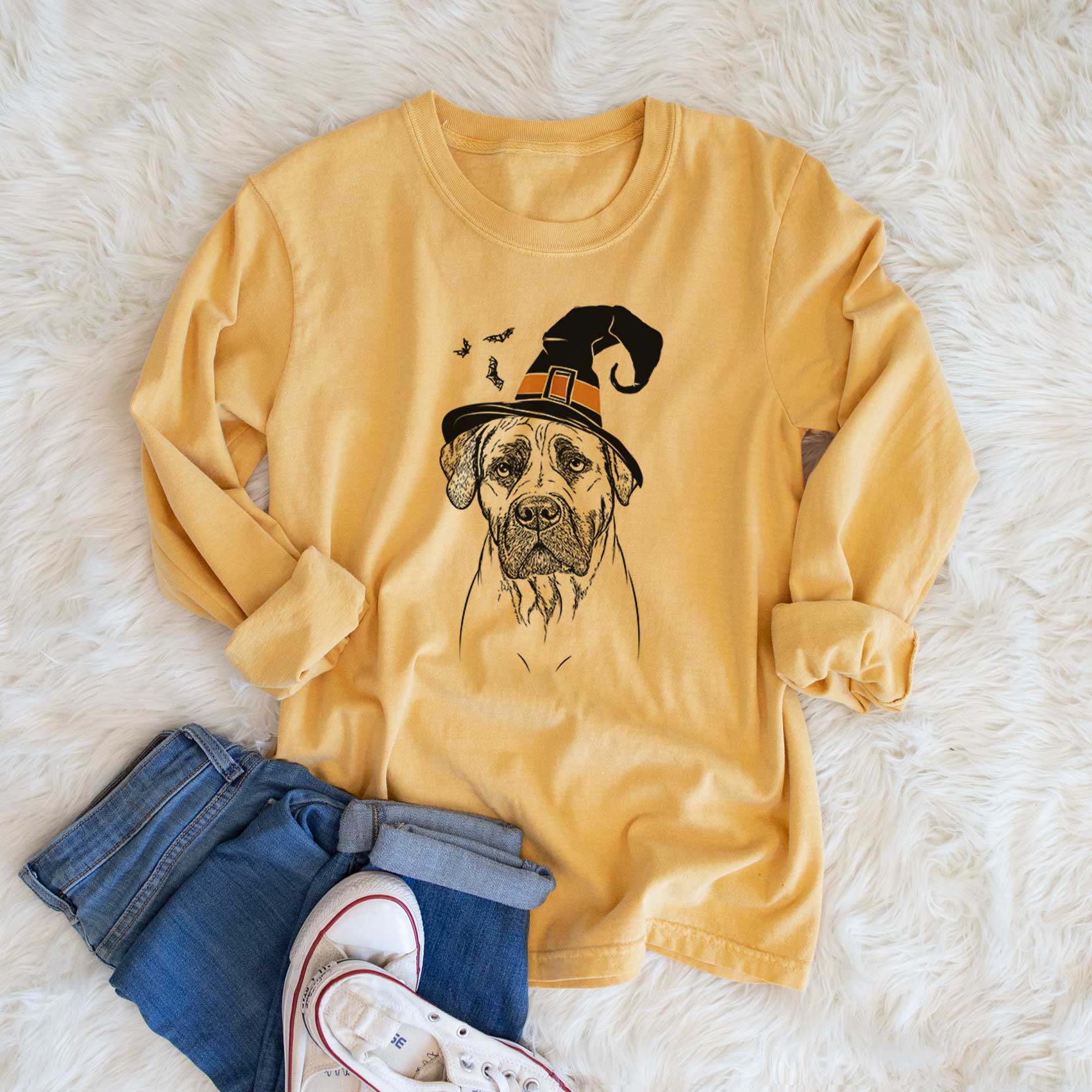 Witch Boris the Boerboel - Men's Heavyweight 100% Cotton Long Sleeve - Image 6