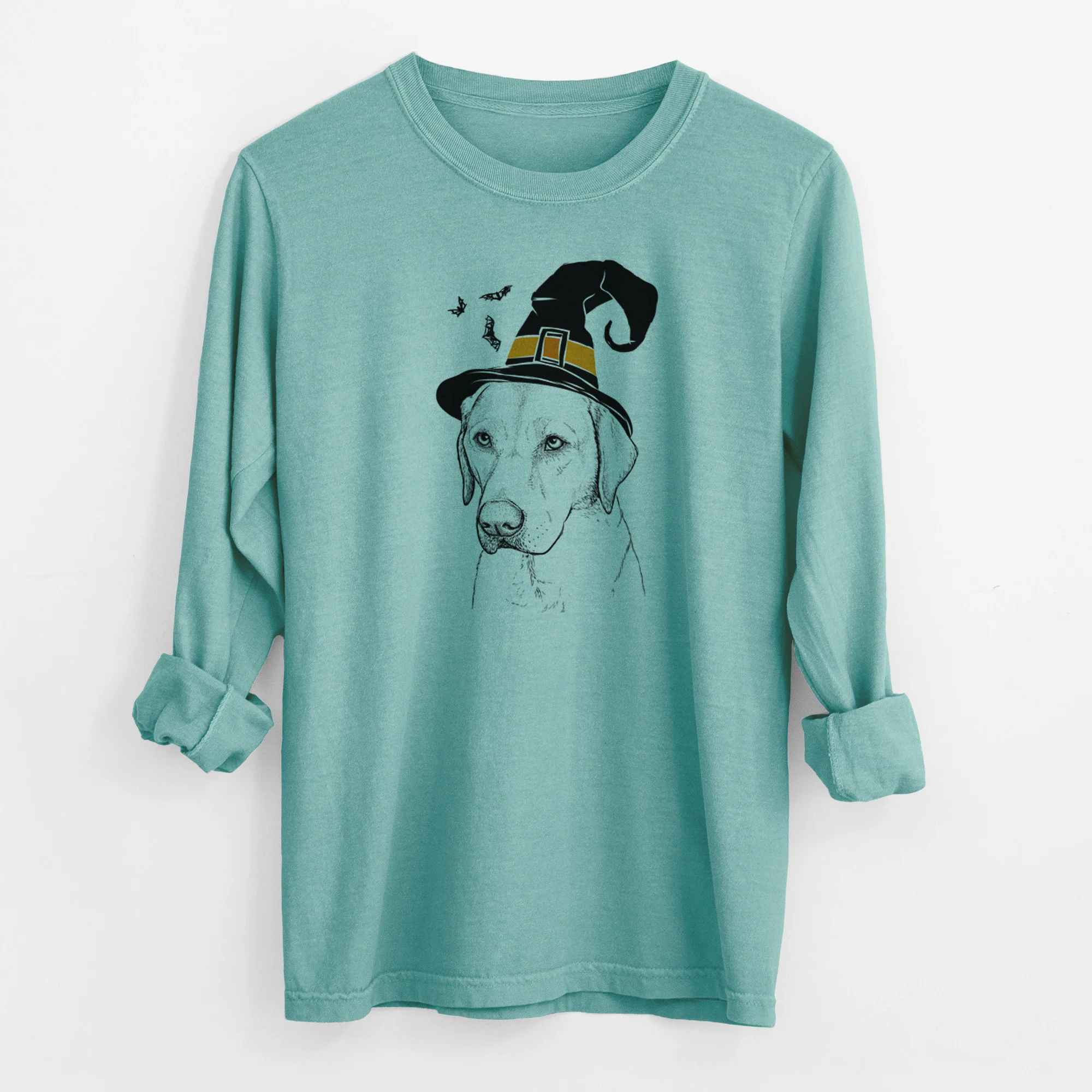 Witch Braxton the Yellow Lab - Men's Heavyweight 100% Cotton Long Sleeve - Image 9