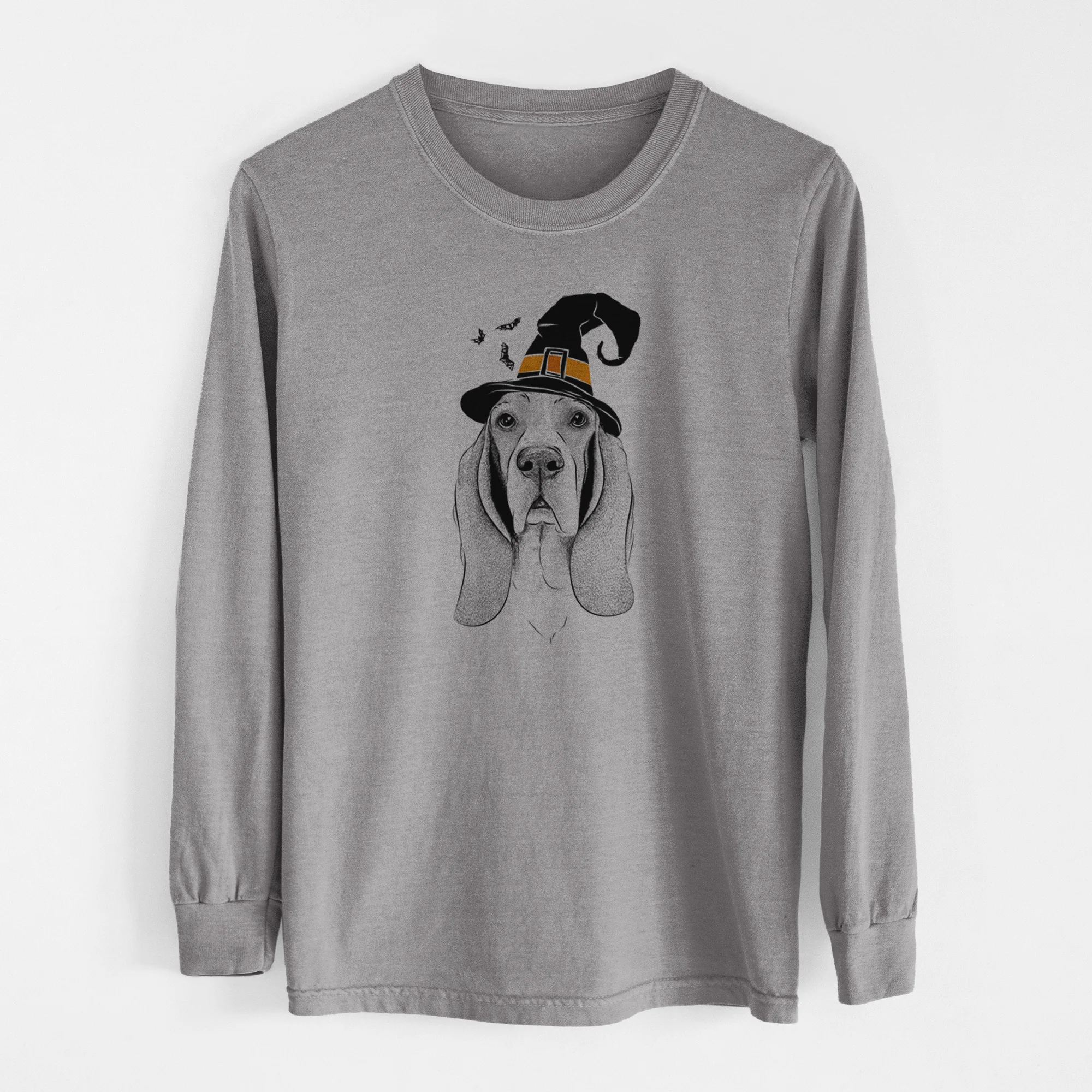 Witch Buckley the Basset Hound - Men's Heavyweight 100% Cotton Long Sleeve - Image 7