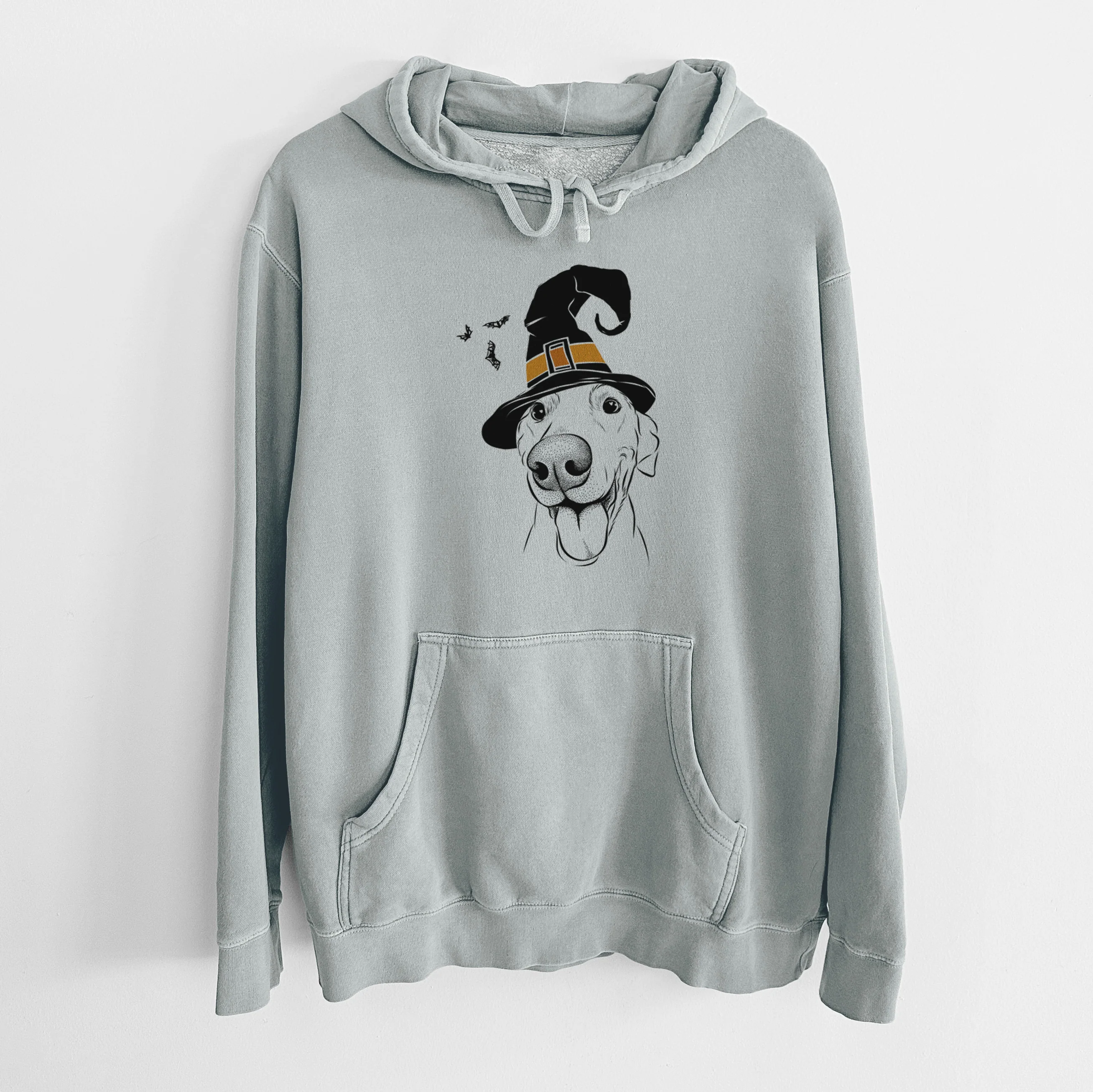 Witch Buddy the Sato / American Village Dog - Unisex Pigment Dyed Hoodie - Image 6