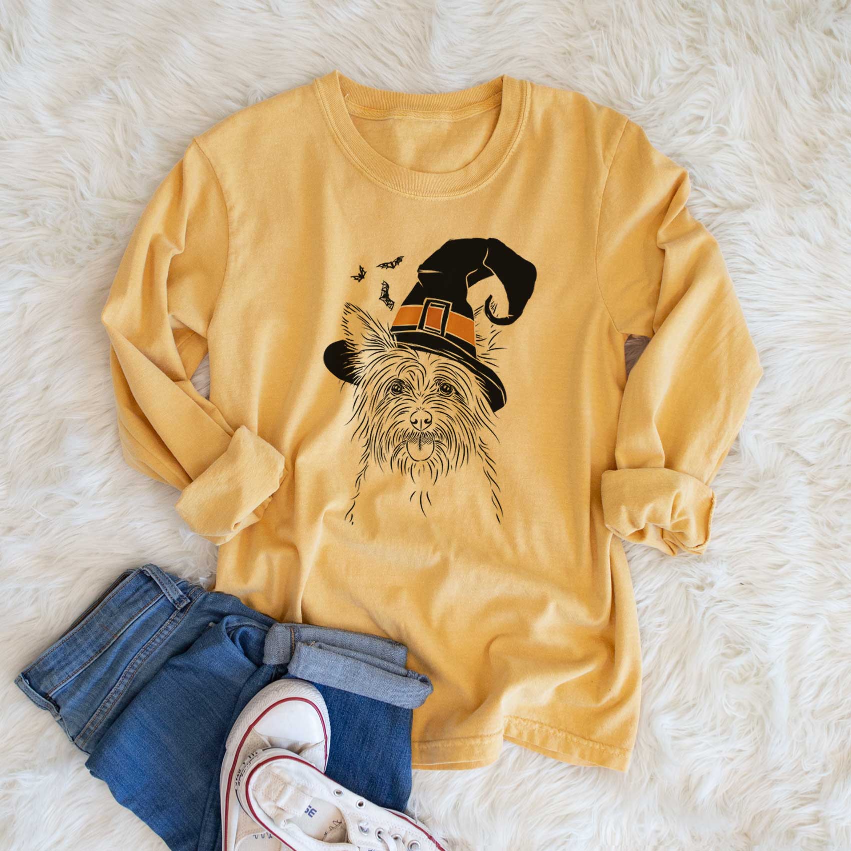 Witch Calum the Cairn Terrier - Men's Heavyweight 100% Cotton Long Sleeve - Image 6