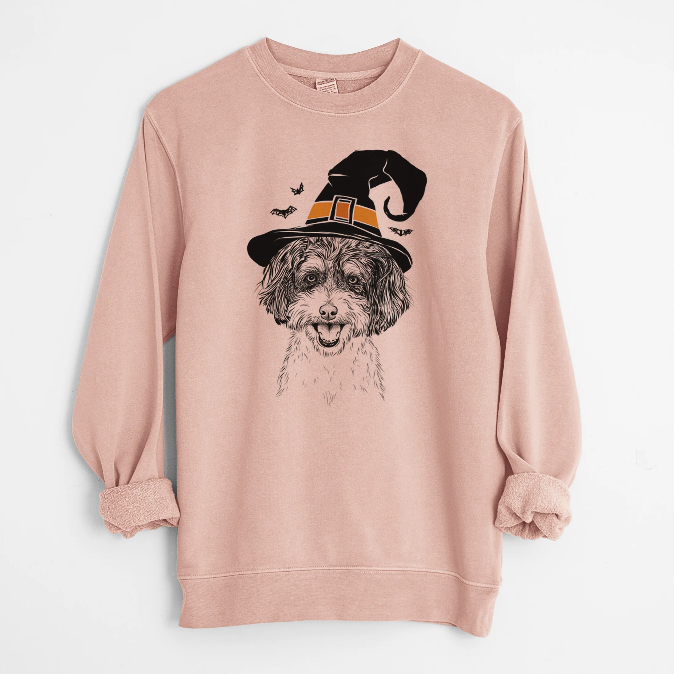 Witch Carlos the Cavapoo - Unisex Pigment Dyed Crew Sweatshirt - Image 7