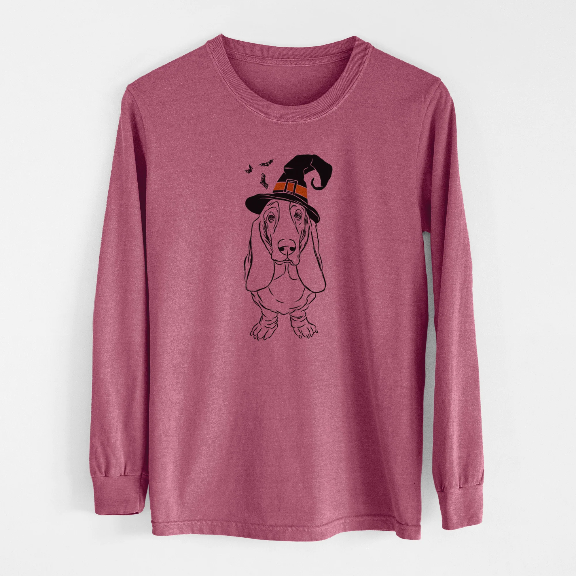 Witch Charlie the Basset Hound - Men's Heavyweight 100% Cotton Long Sleeve - Image 11