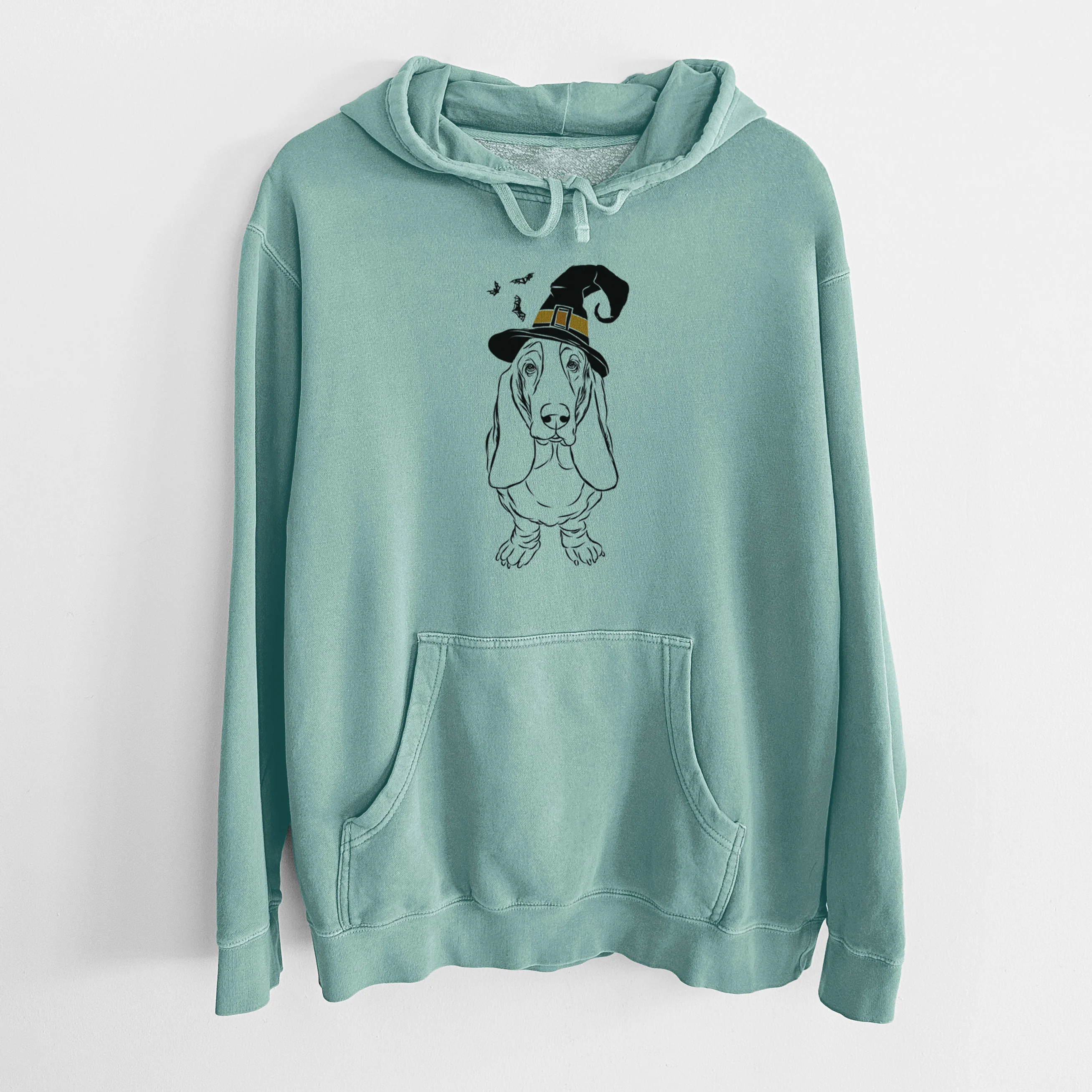 Witch Charlie the Basset Hound - Unisex Pigment Dyed Hoodie - Image 8