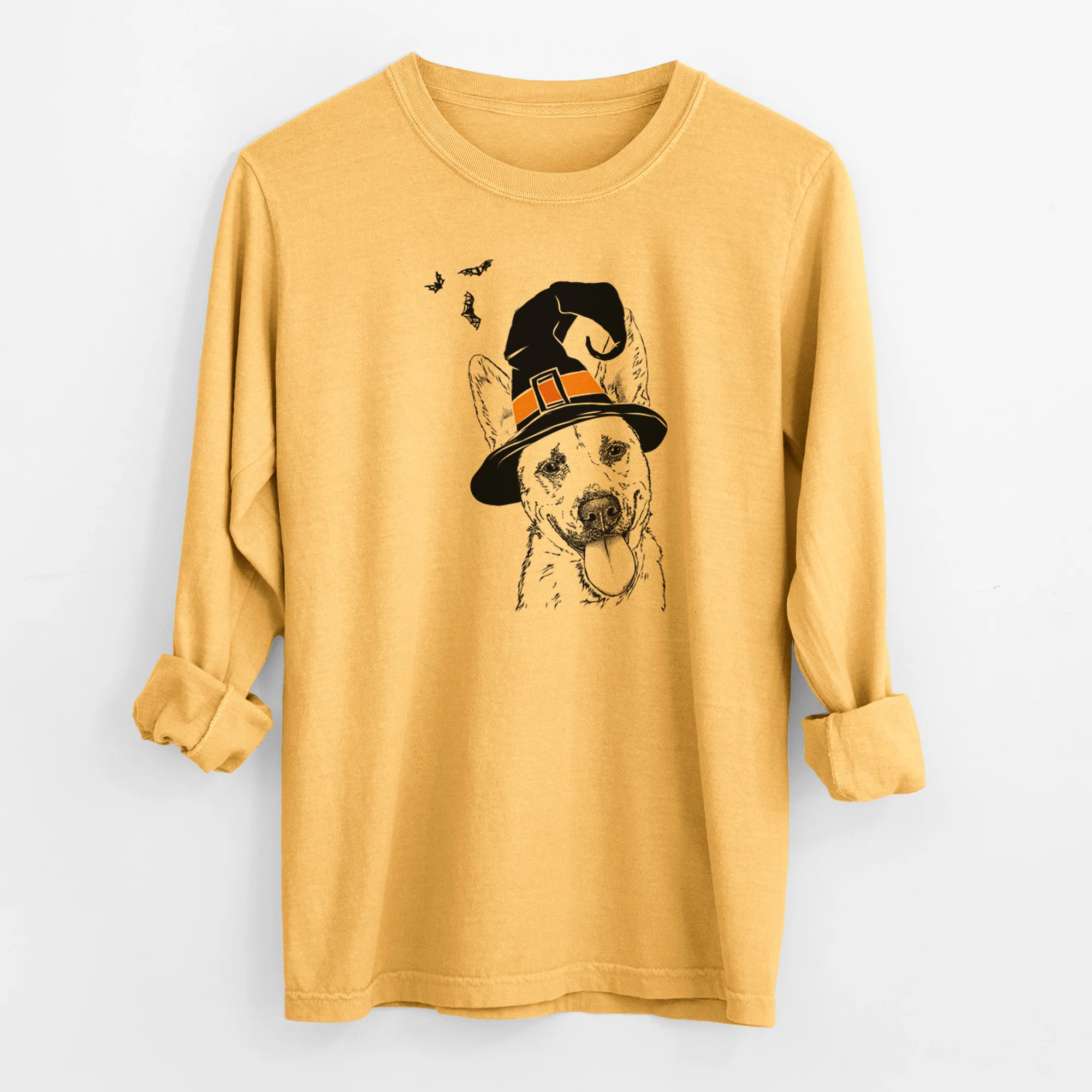 Witch Charlie the Mixed Breed - Men's Heavyweight 100% Cotton Long Sleeve - Image 3