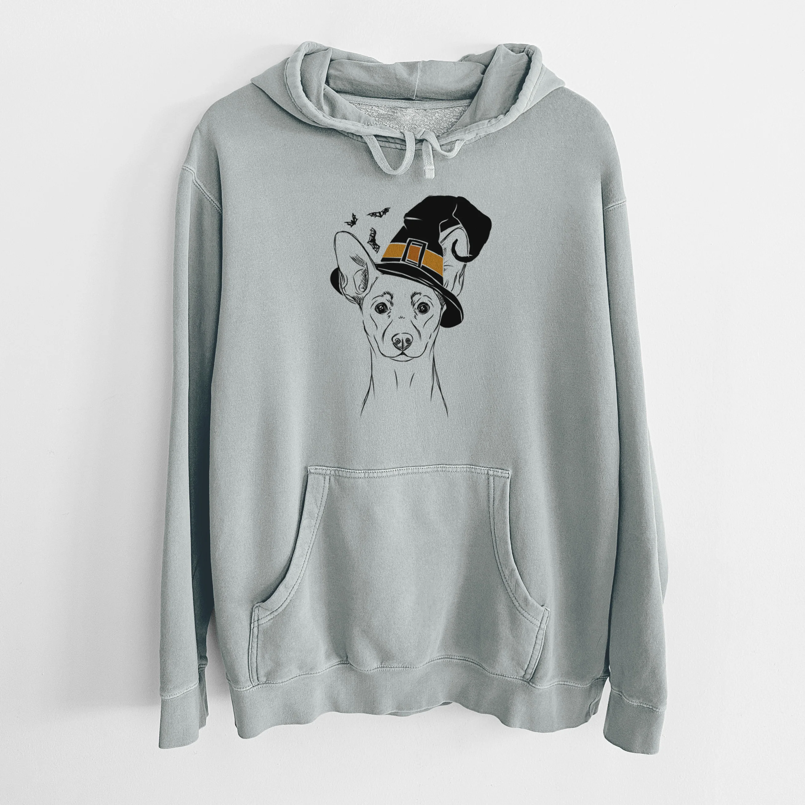 Witch Chillie the Mini Pinscher - Unisex Pigment Dyed Hoodie - Image 6
