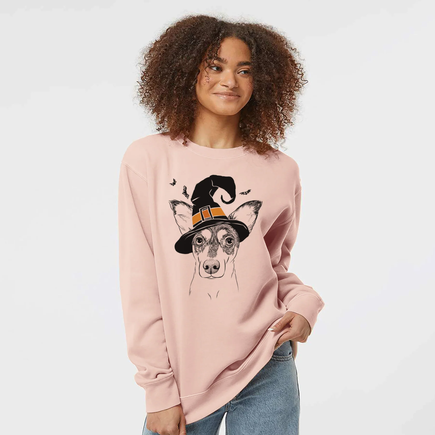 Witch Chloe the Doxie Mix - Unisex Pigment Dyed Crew Sweatshirt - Image 3