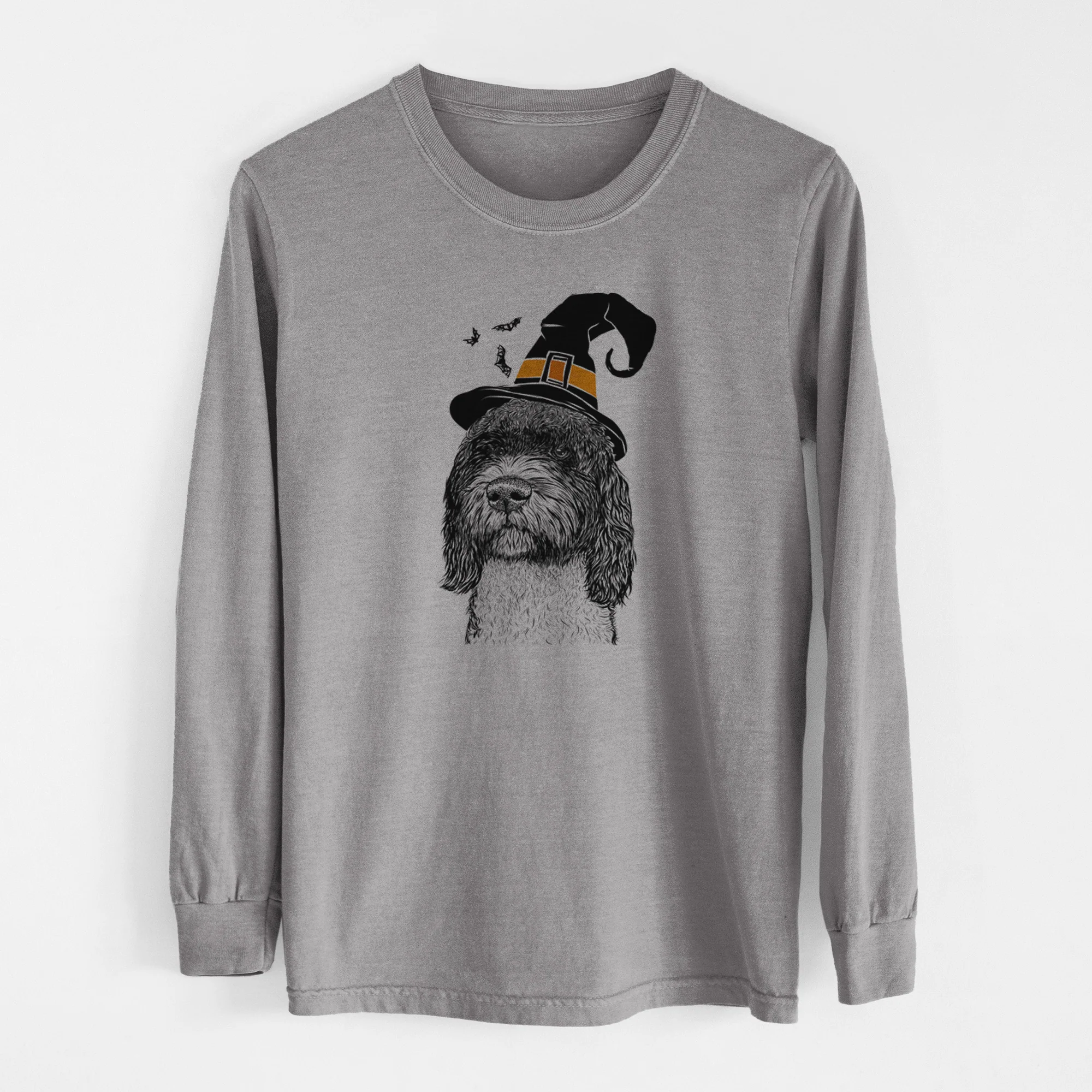 Witch Chris the Portuguese Water Dog - Men's Heavyweight 100% Cotton Long Sleeve - Image 7