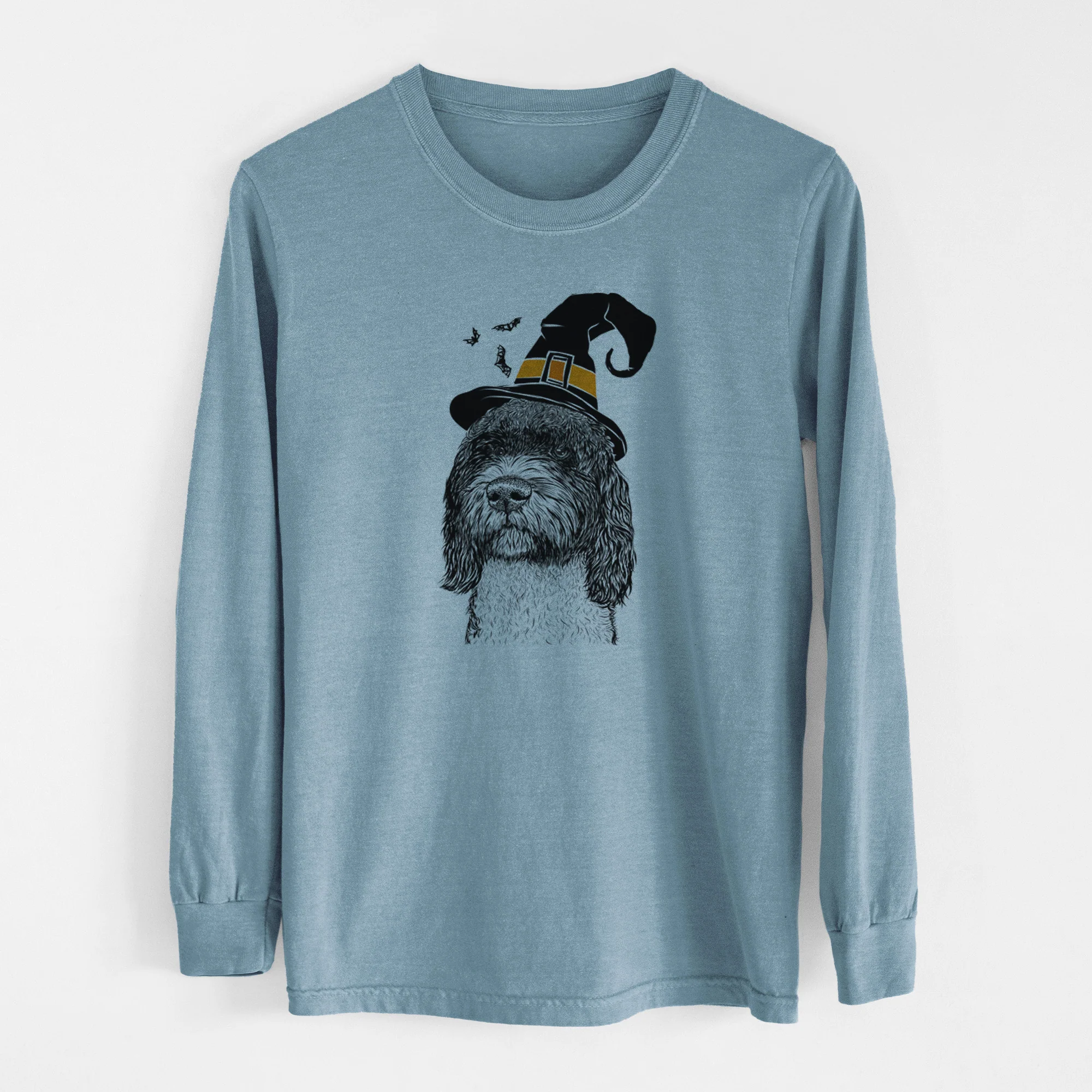 Witch Chris the Portuguese Water Dog - Men's Heavyweight 100% Cotton Long Sleeve - Image 8