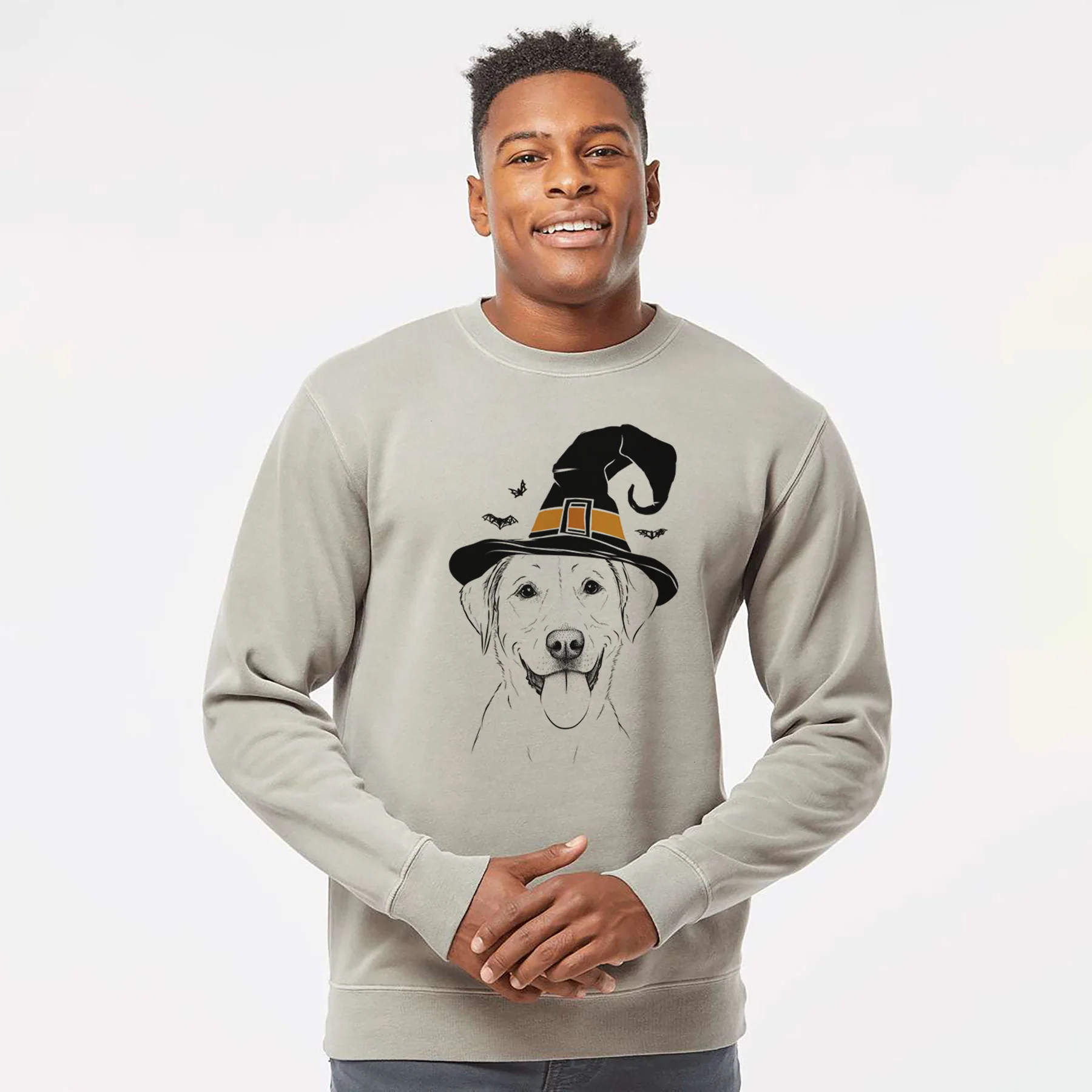 Witch Daisy the Labrador Retriever - Unisex Pigment Dyed Crew Sweatshirt - Image 3