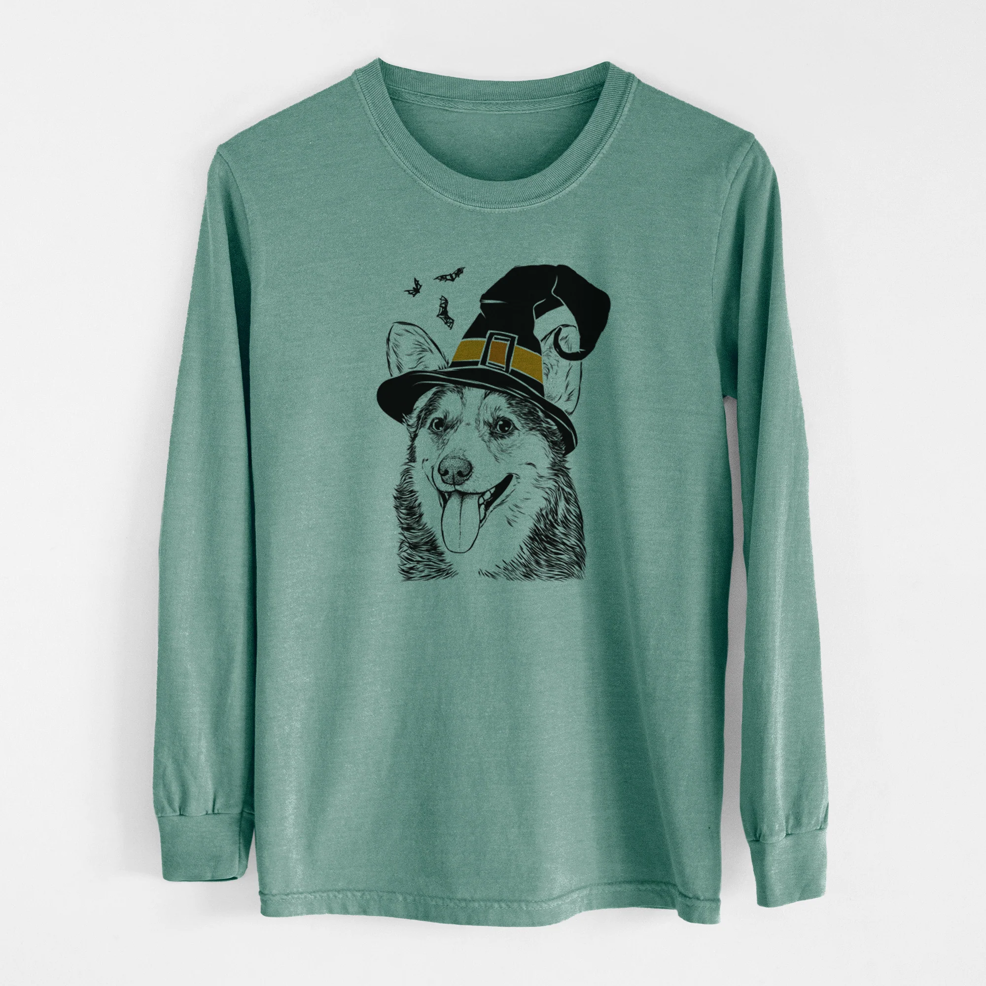 Witch Darma the Corgi - Men's Heavyweight 100% Cotton Long Sleeve - Image 13