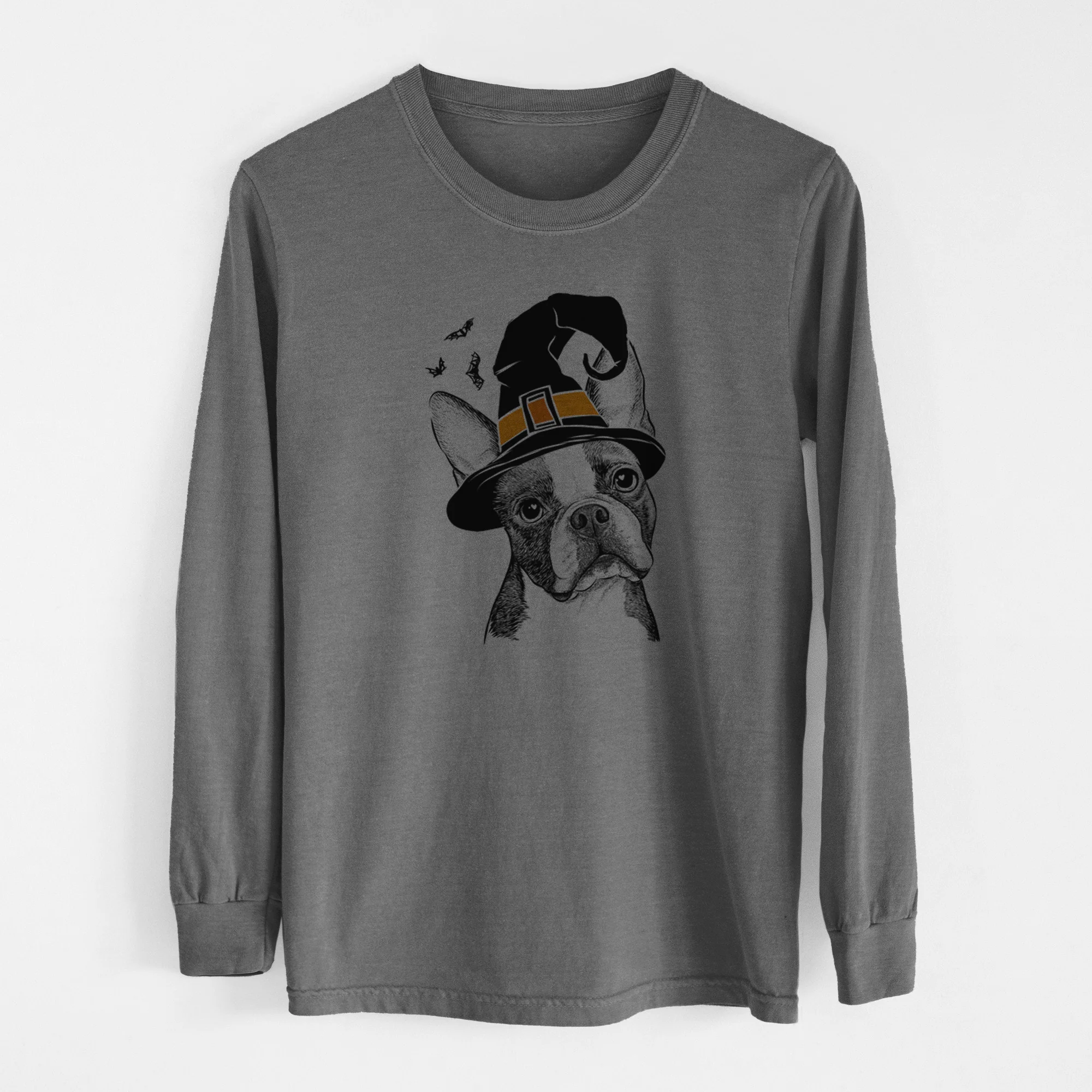 Witch Dee Dee the Boston Terrier - Men's Heavyweight 100% Cotton Long Sleeve - Image 14