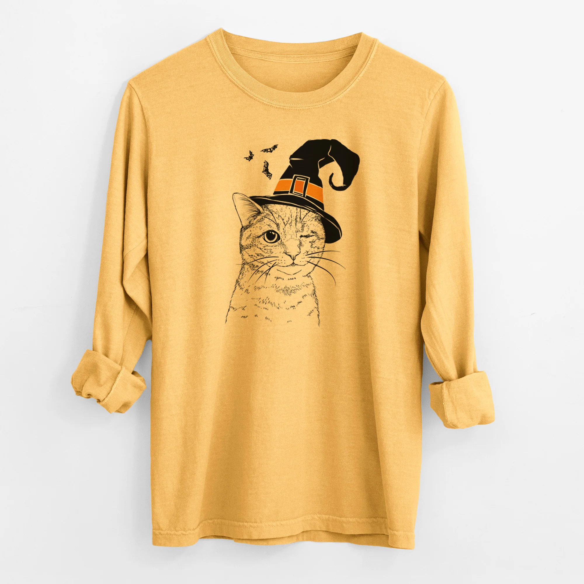 Witch Dexter the Domestic Shorthair - Men's Heavyweight 100% Cotton Long Sleeve - Image 3