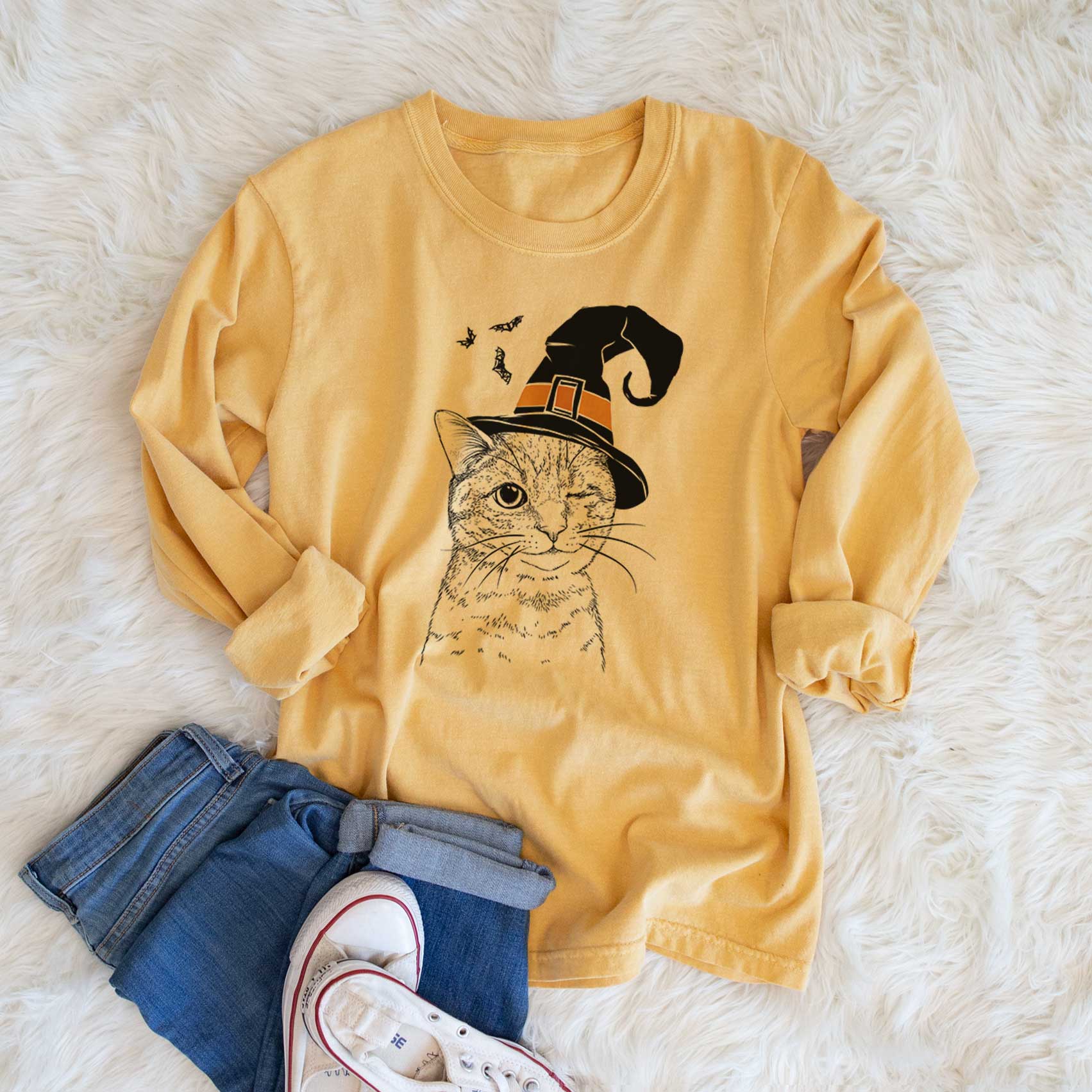 Witch Dexter the Domestic Shorthair - Men's Heavyweight 100% Cotton Long Sleeve - Image 6