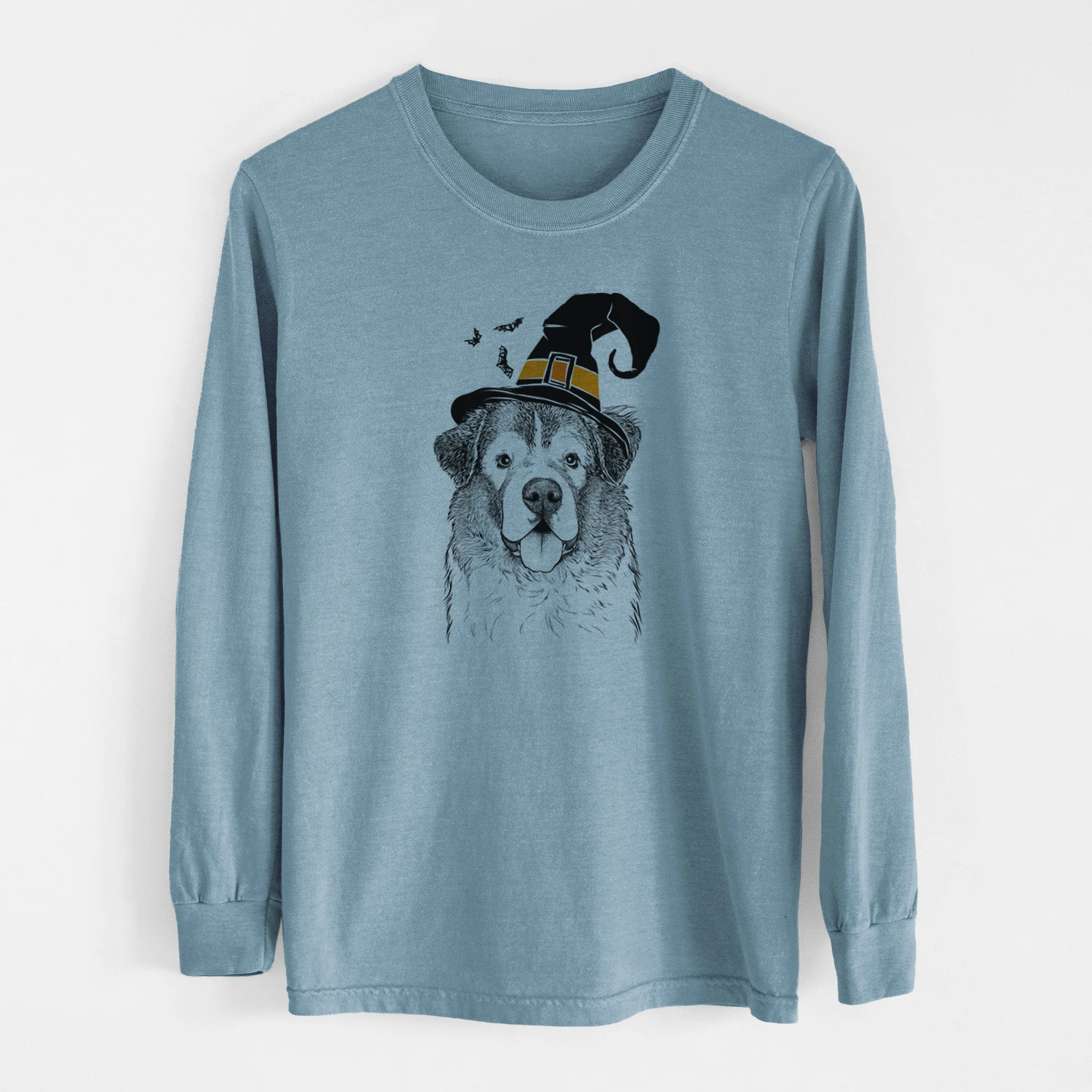 Witch Dilly the Saint Bernard - Men's Heavyweight 100% Cotton Long Sleeve - Image 8