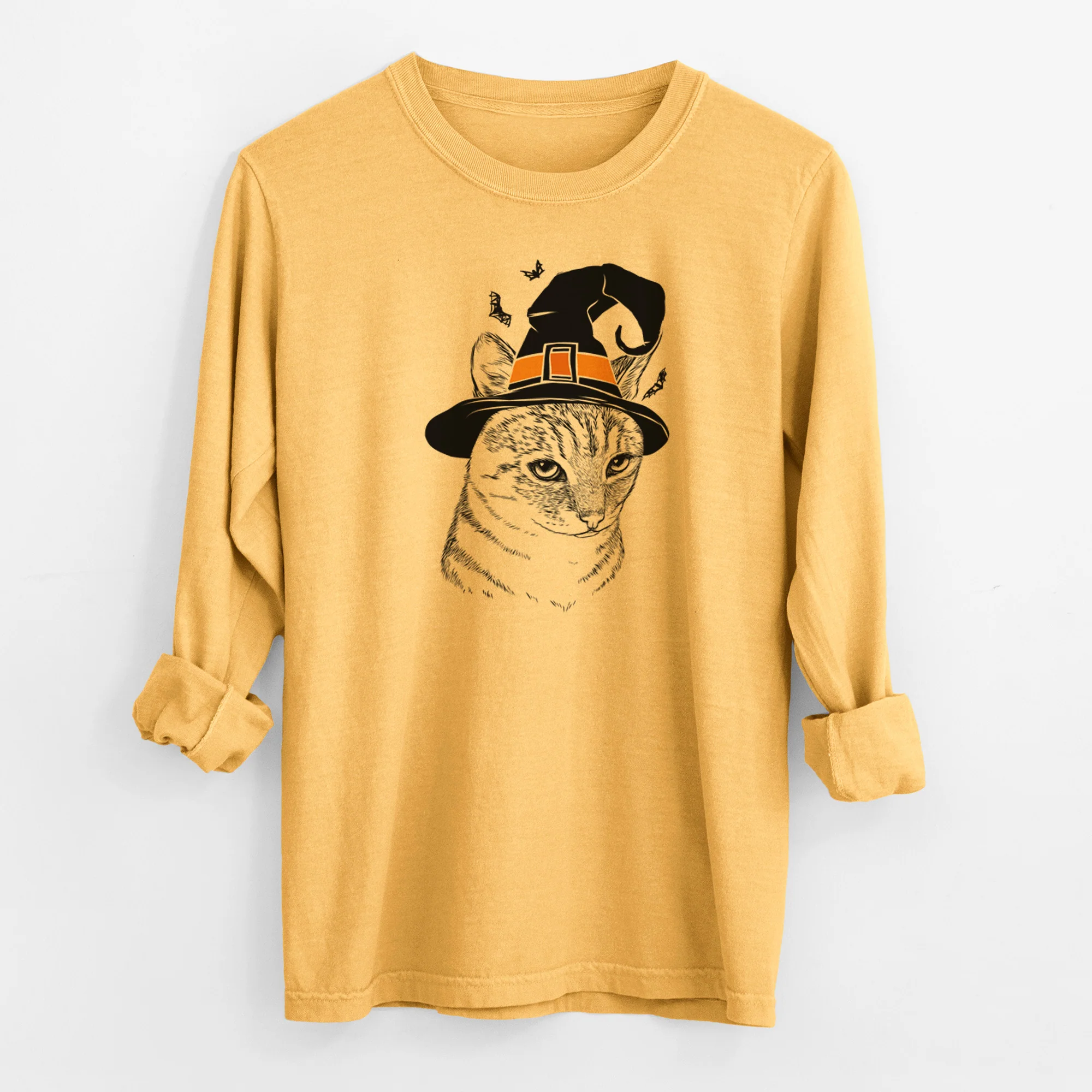 Witch Dora the Tabby Cat - Men's Heavyweight 100% Cotton Long Sleeve - Image 3