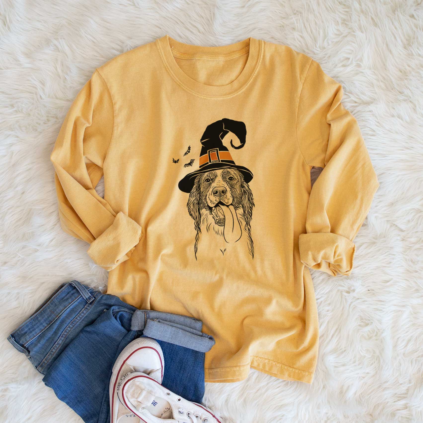 Witch Duke the English Springer Spaniel - Men's Heavyweight 100% Cotton Long Sleeve - Image 6