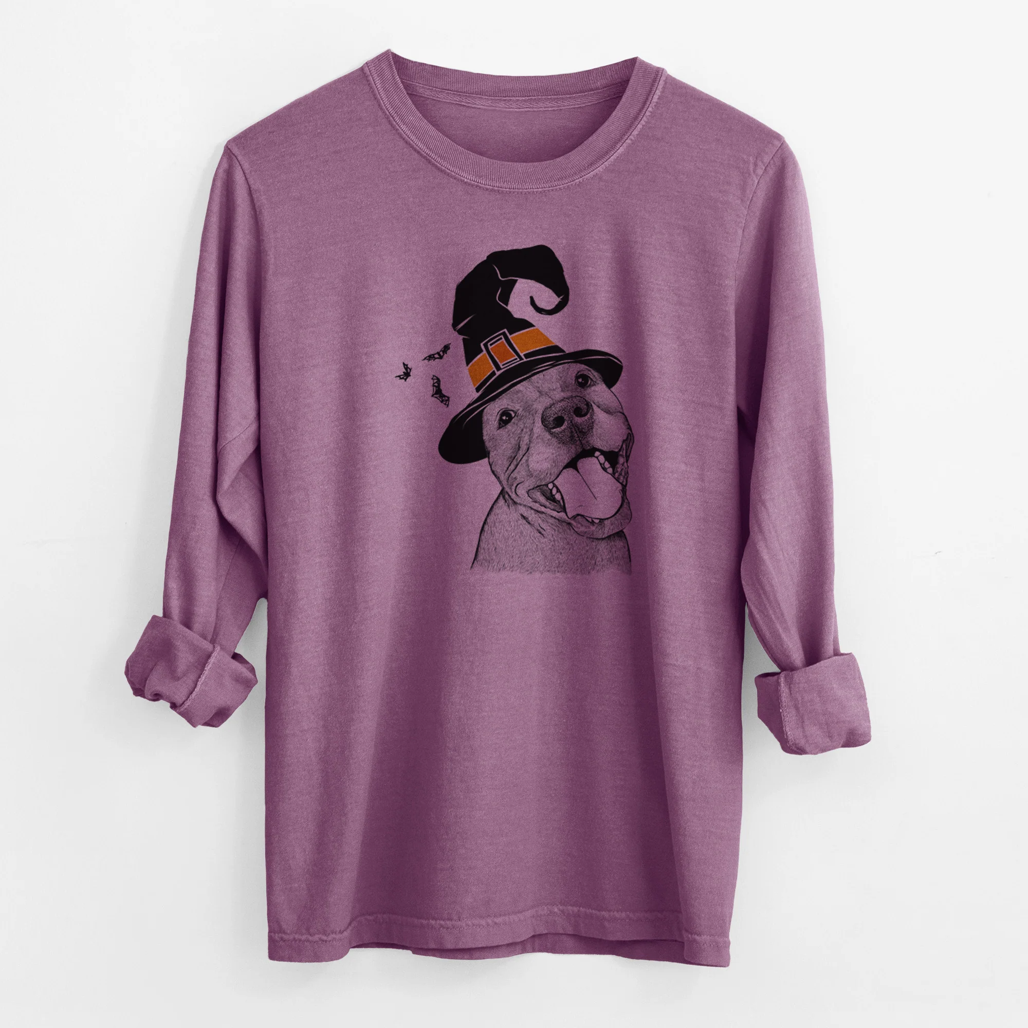 Witch Eloise the Pitbull Mix - Men's Heavyweight 100% Cotton Long Sleeve - Image 10