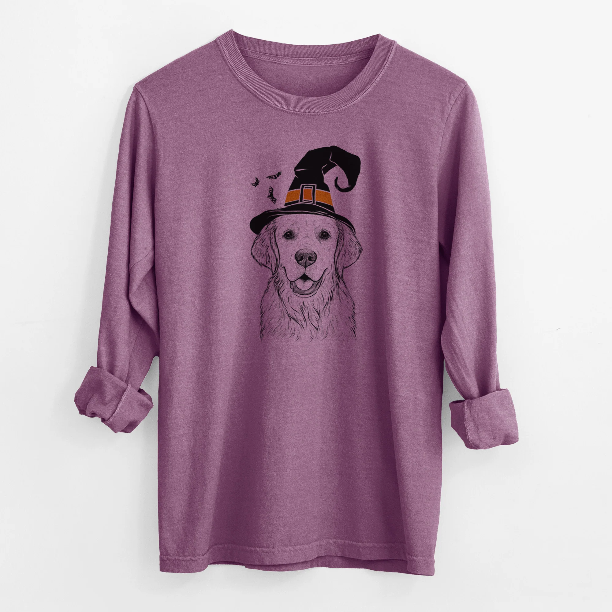 Witch Emma the Golden Retriever - Men's Heavyweight 100% Cotton Long Sleeve - Image 10