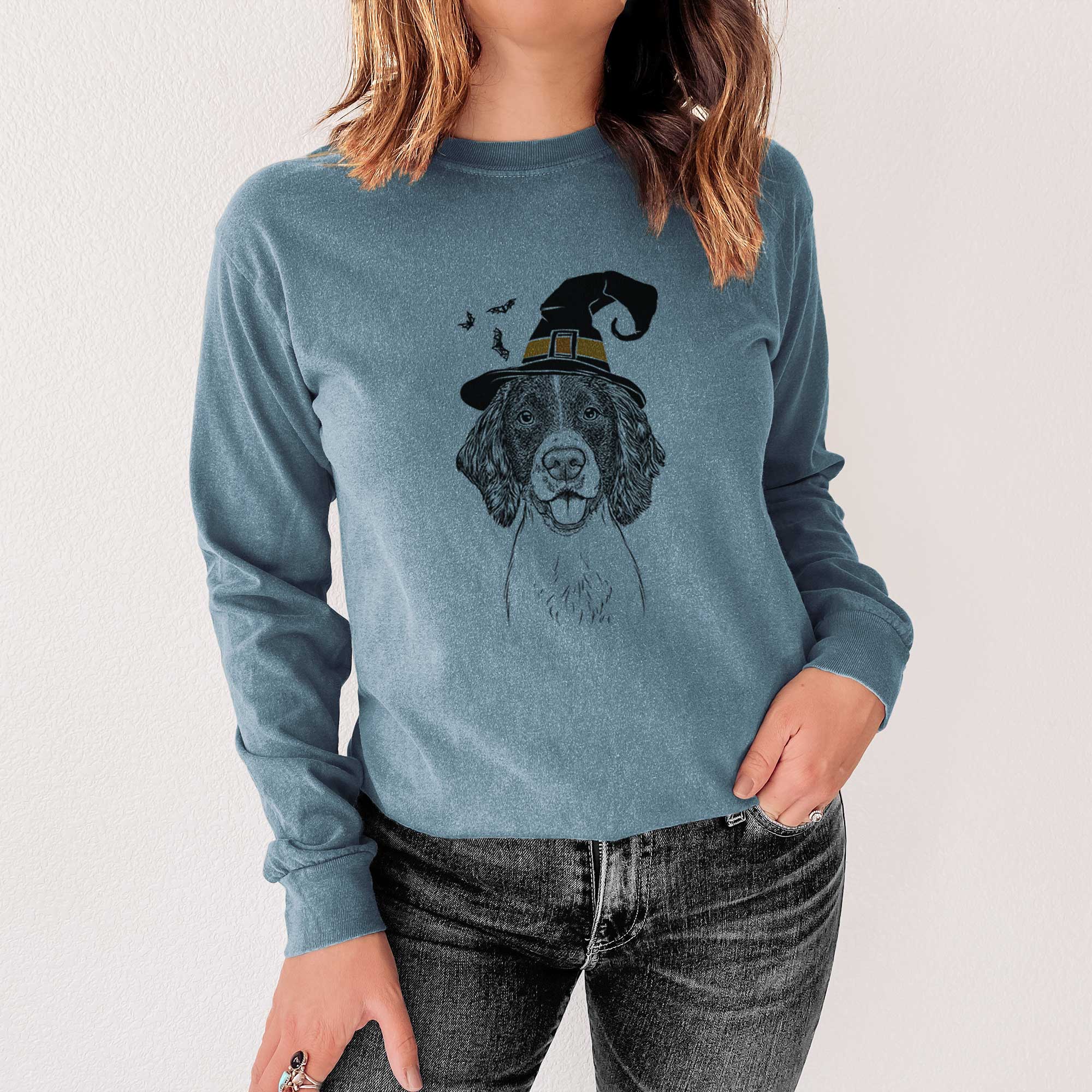 Witch Ever the English Springer Spaniel - Men's Heavyweight 100% Cotton Long Sleeve - Image 4