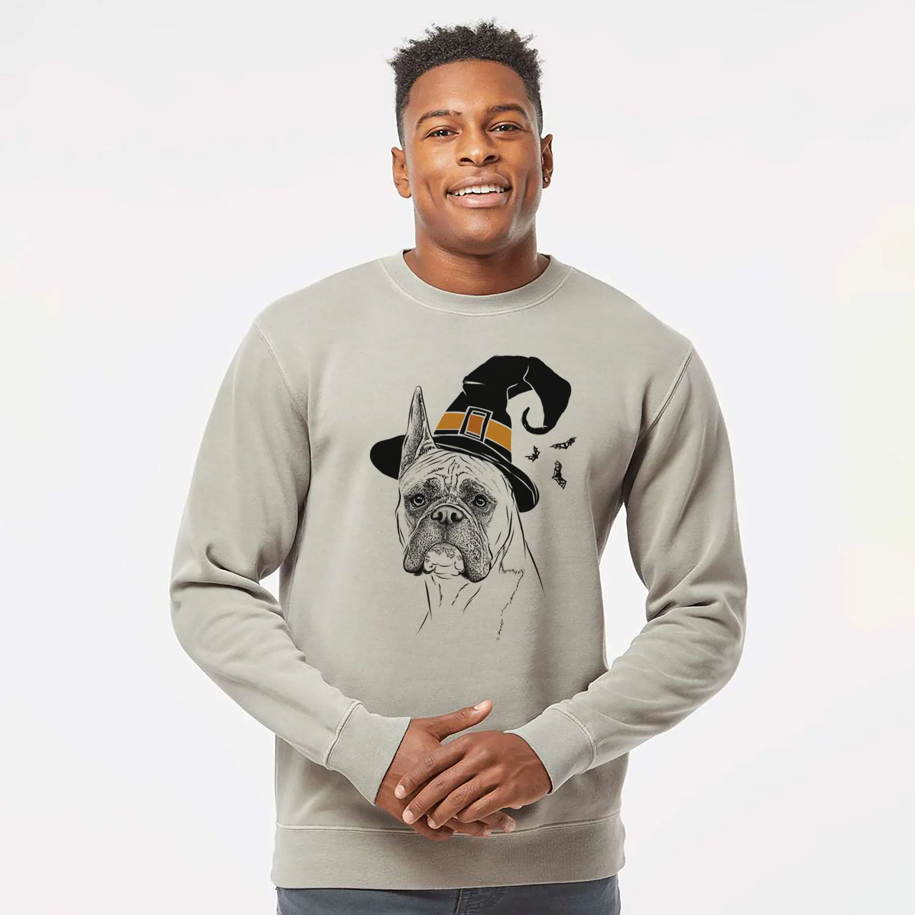 Witch Ezra the Boxer - Unisex Pigment Dyed Crew Sweatshirt - Image 4